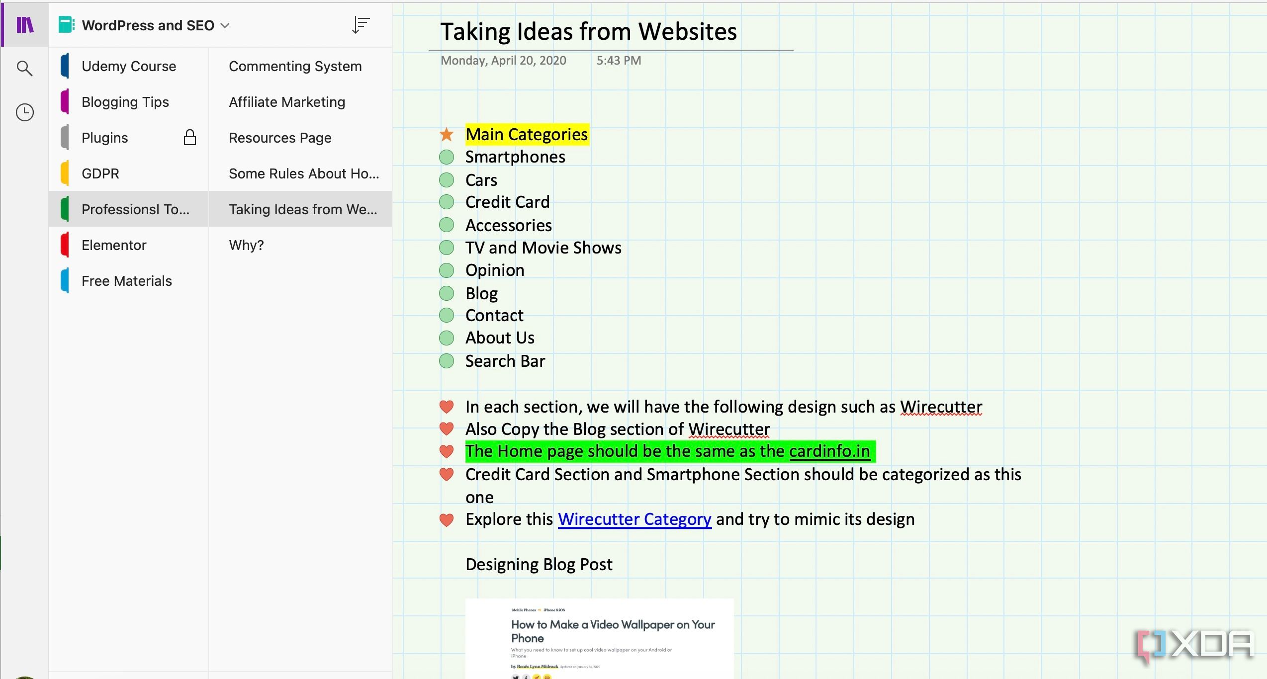 Personalización de páginas de OneNote