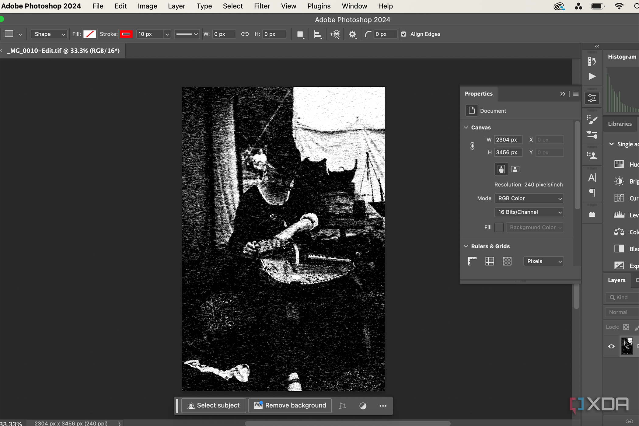 Image of a woman in Photoshop with a black and white textured filter on it