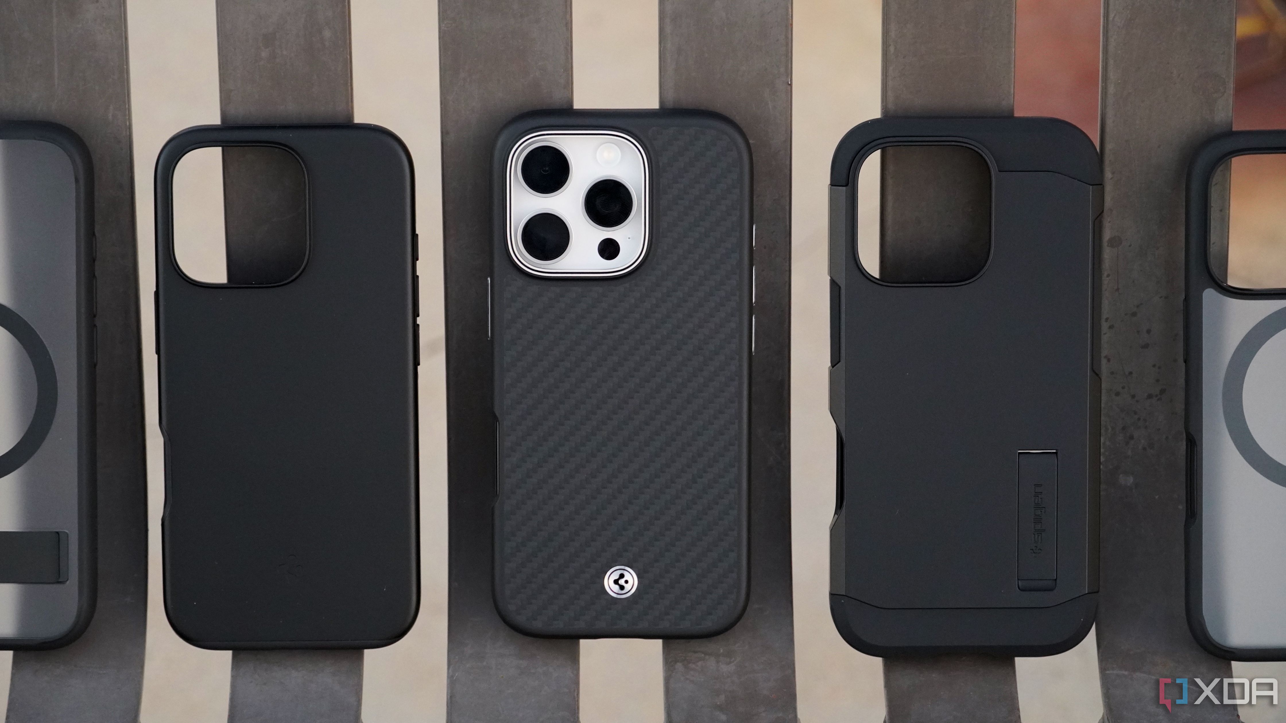 Spigen cases are available on the bench.