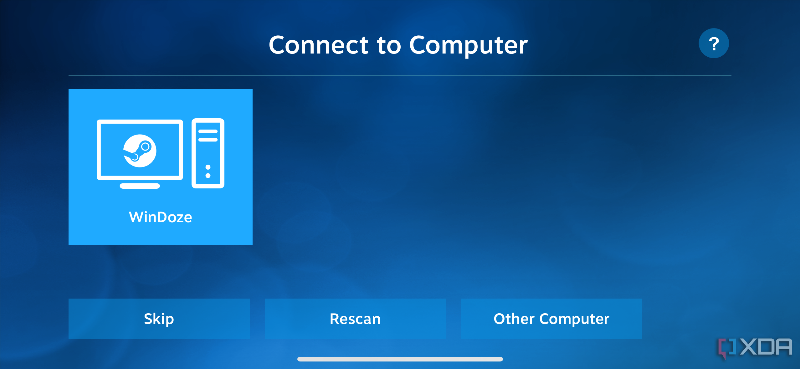 Captura de pantalla de la aplicación Steam Link que se conecta a la PC