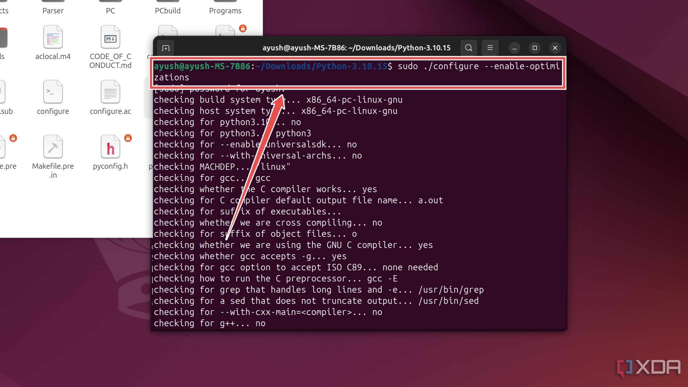 Ejecución del script de configuración en Ubuntu