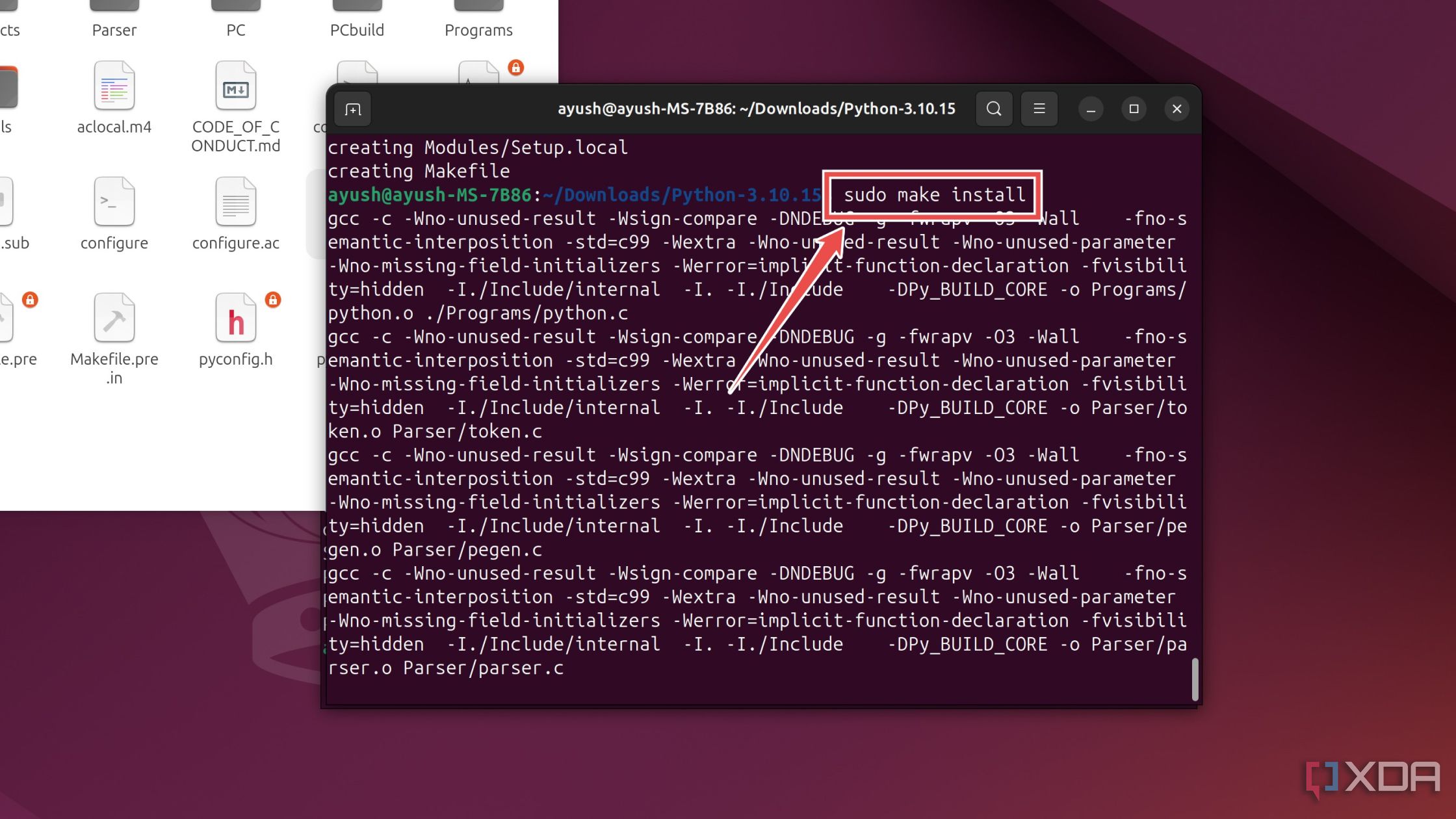 Ejecución del comando make build en Ubuntu