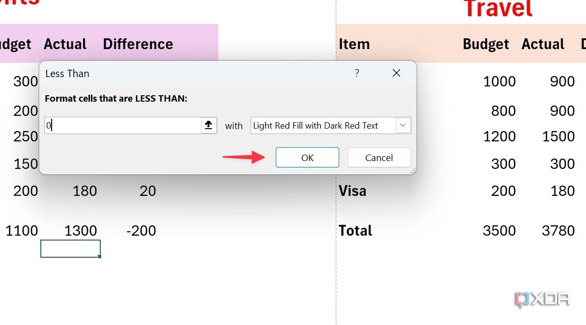 set conditiaonl formatting in Excel