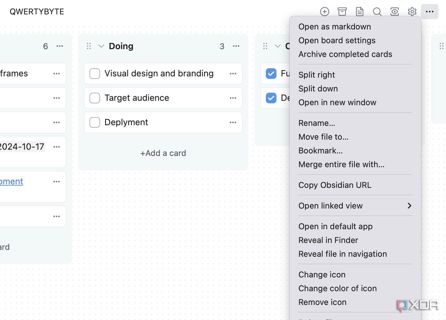 open board as markdown in Obsidian