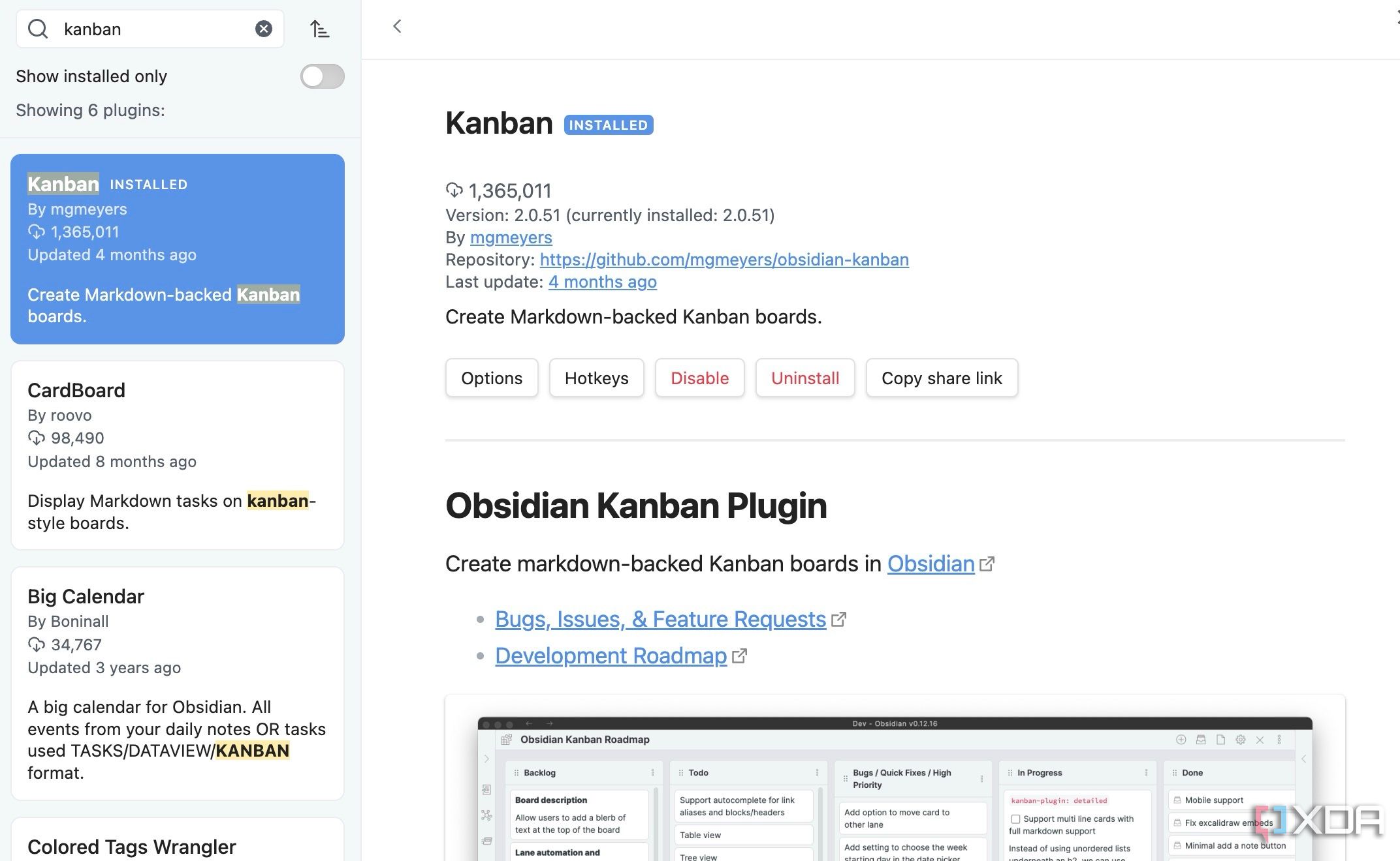 search for Kanban Obsidian