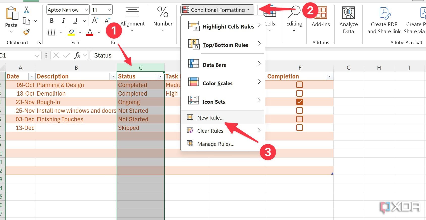 crear una regla en Excel