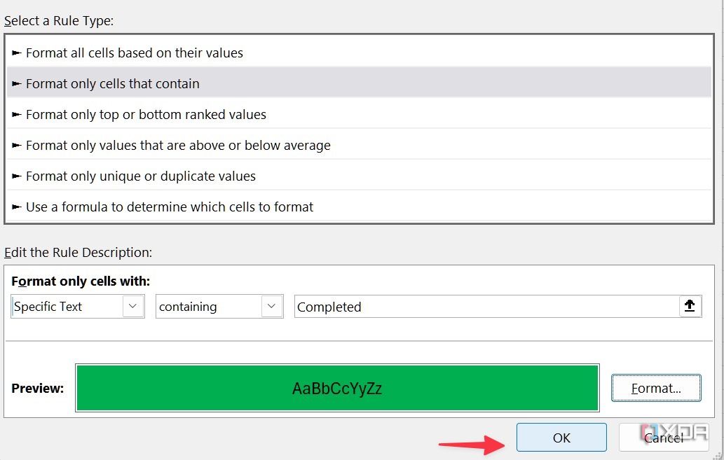 Establecer reglas en Excel