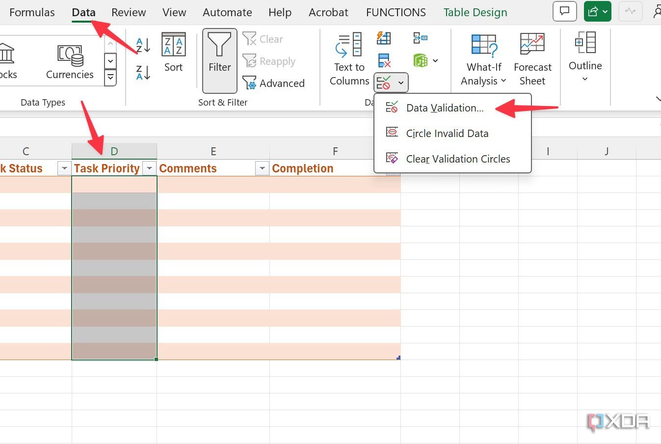 Validación de datos en Excel