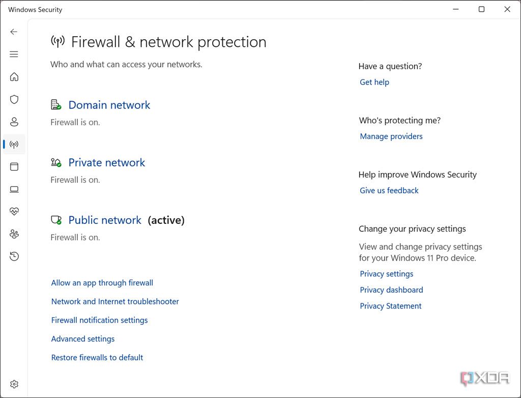 Configuración de Firewall y protección de red de Windows