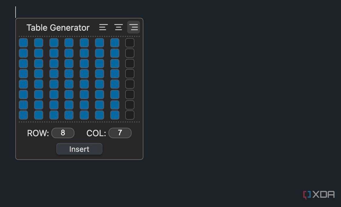 Insertar una tabla en Obsidian