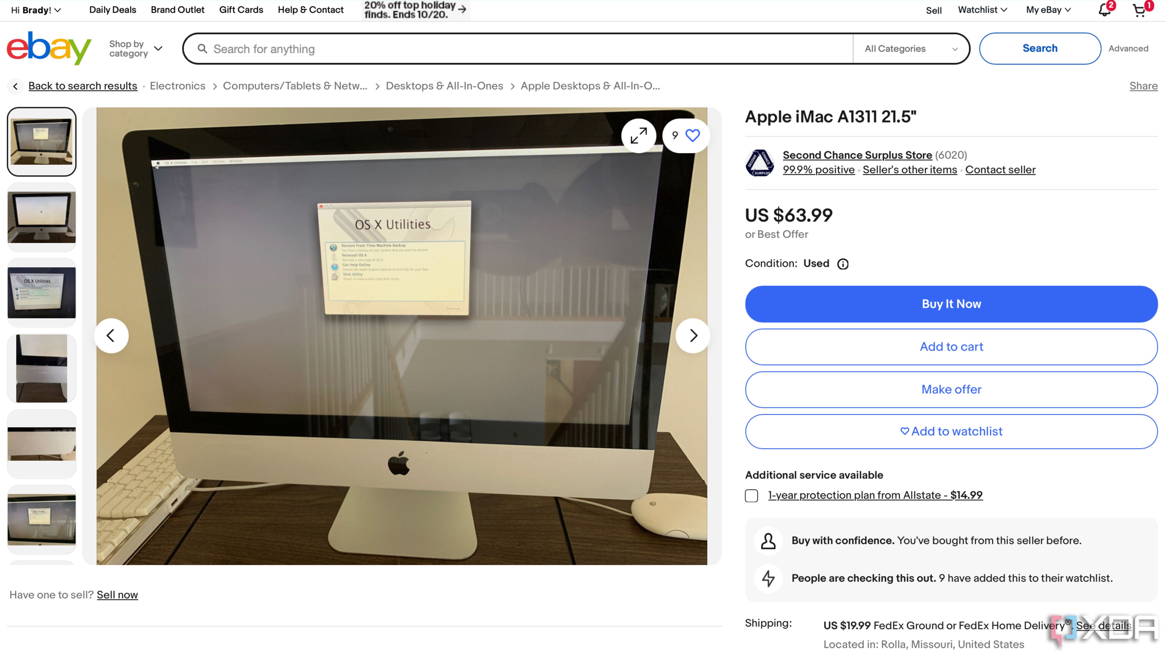 Un listado de un iMac antiguo en eBay.