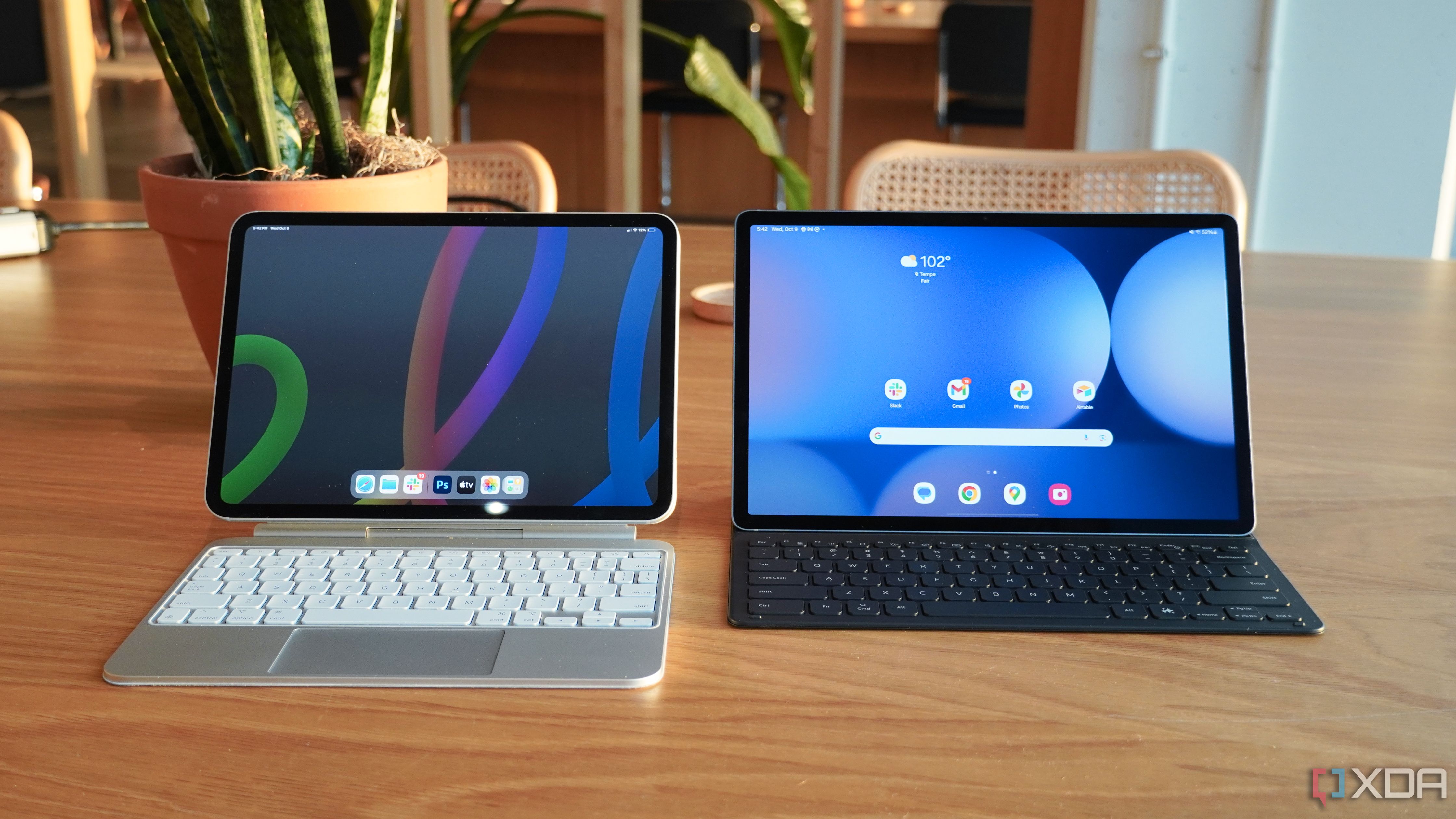 The keyboard cases for the iPad Pro and Galaxy Tab S10+.