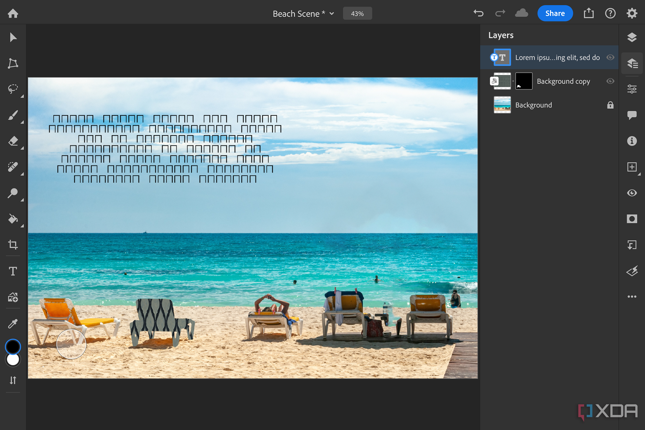 Photoshop interface for iPad