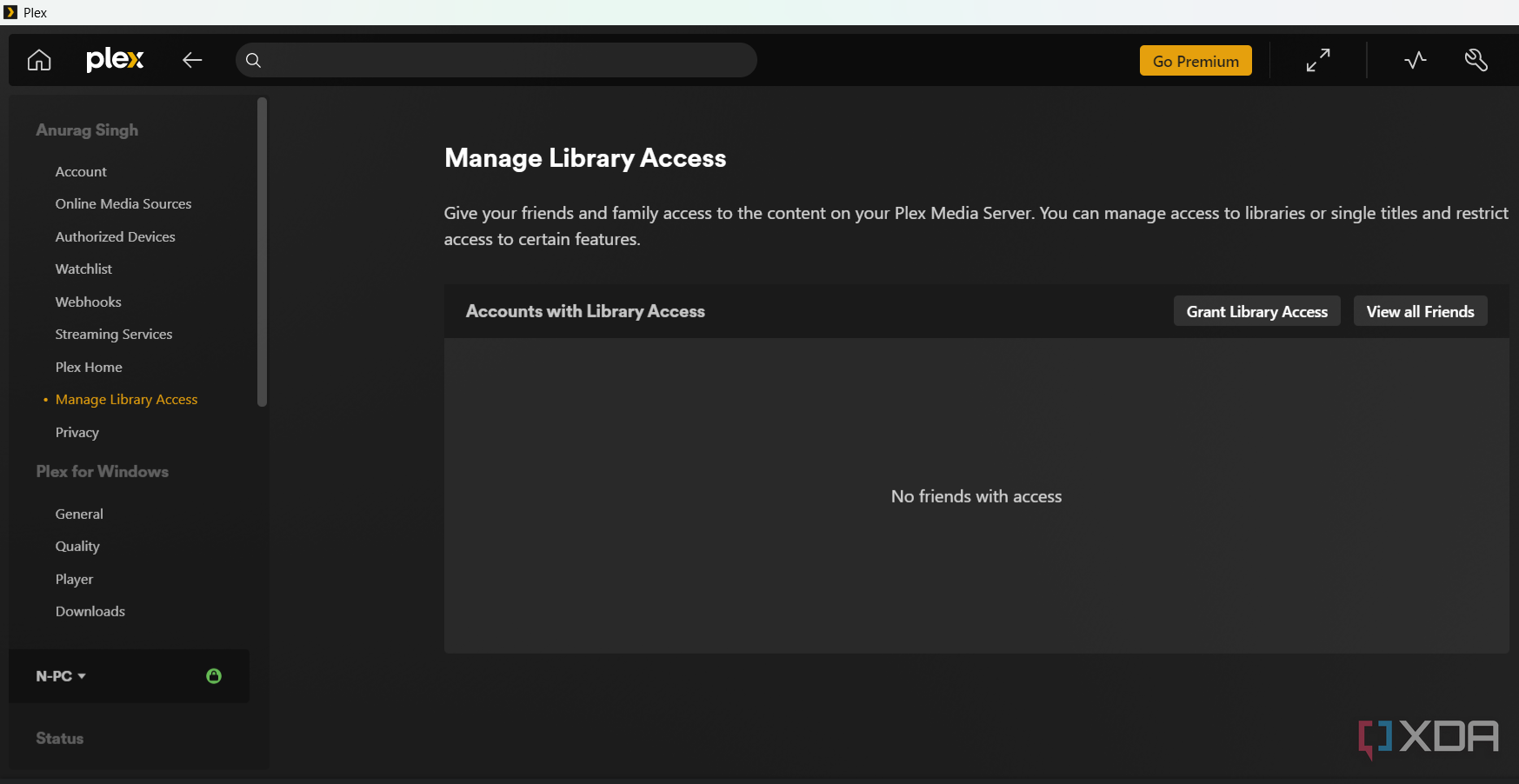 Acceso a la biblioteca Plex en Windows