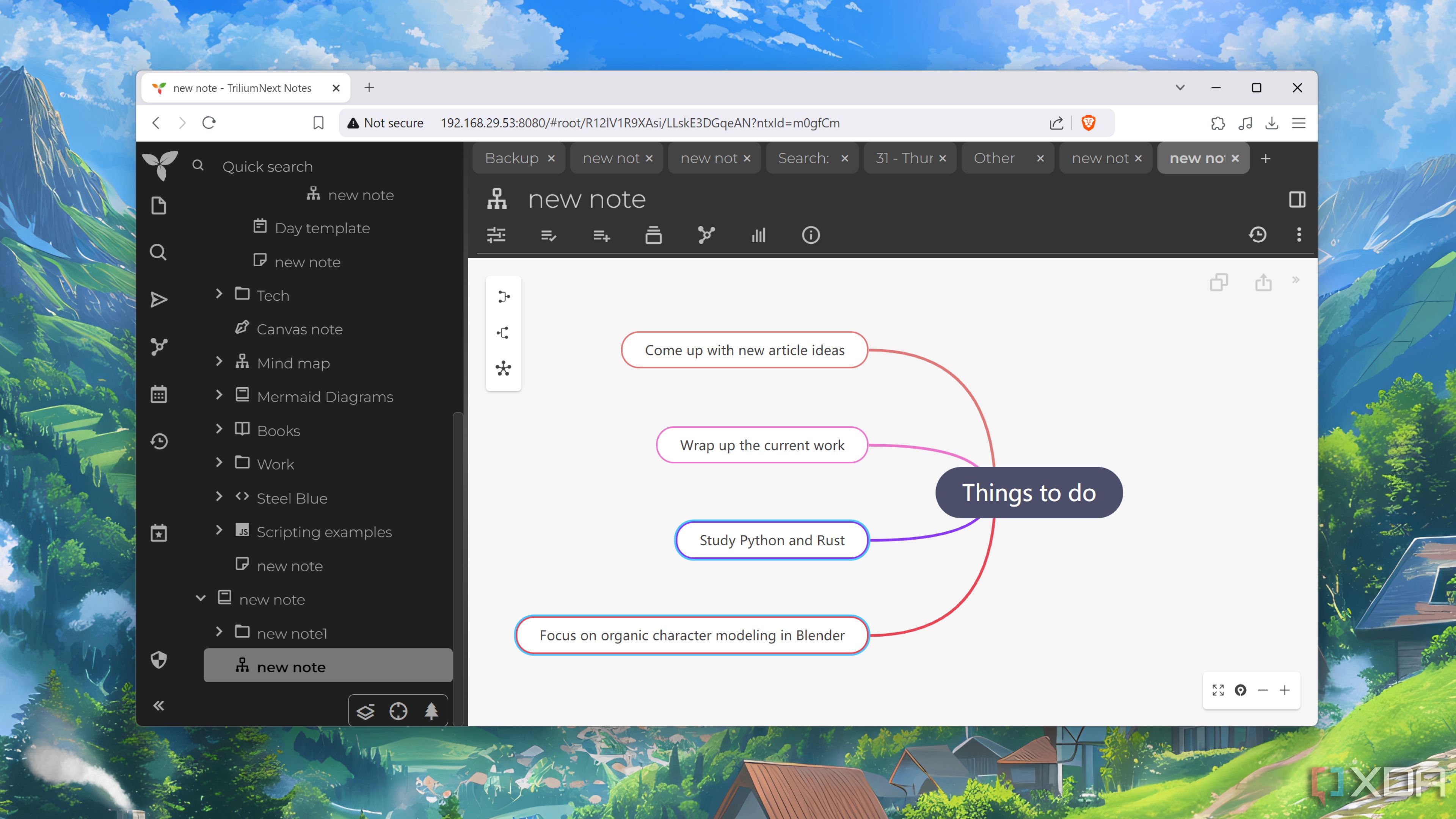 Un mapa mental en TriliumNext