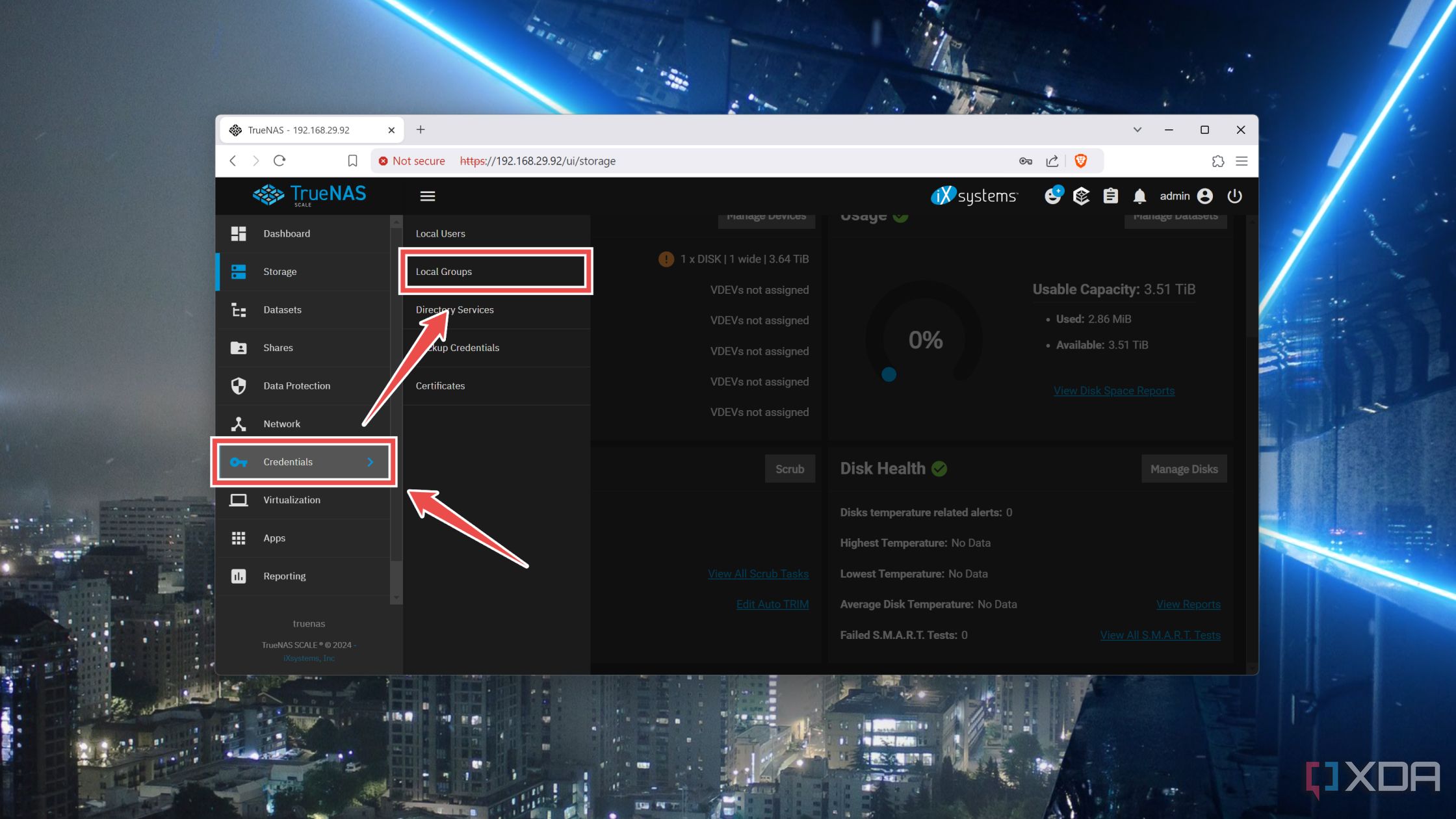 Cómo acceder a la pestaña Grupo en la interfaz web de TrueNAS Scale