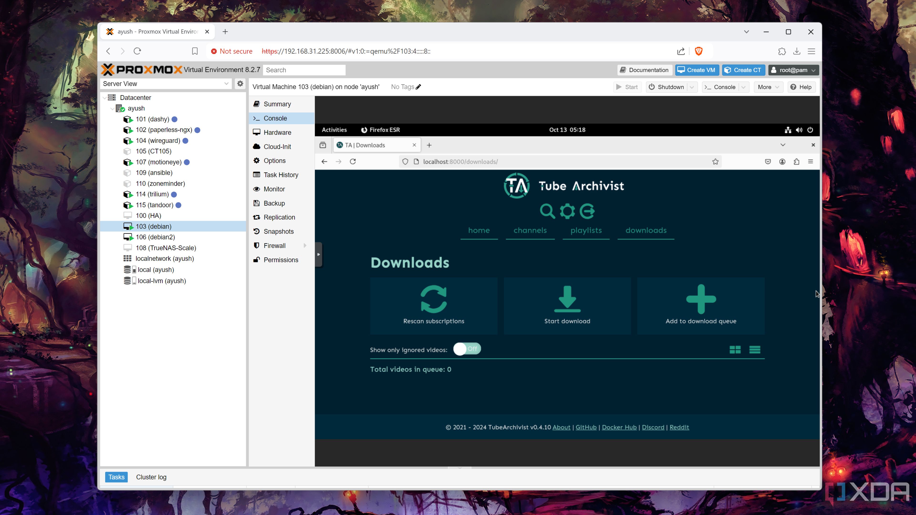 Alojamiento de Tube Archivist en Proxmox