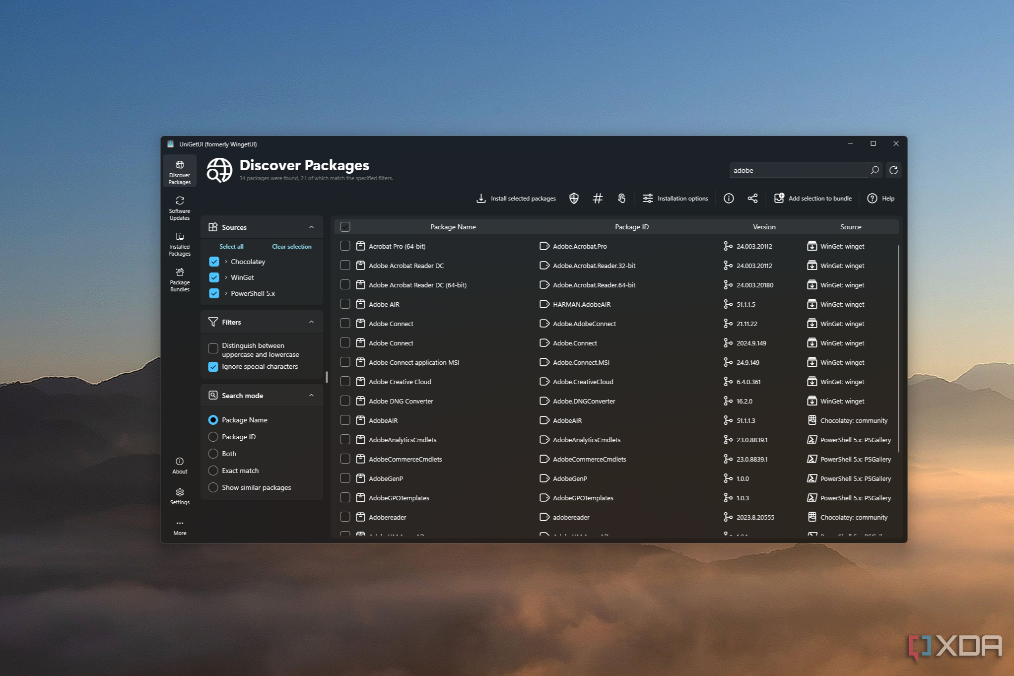 Screenshot of UniGeUI on Windows 11