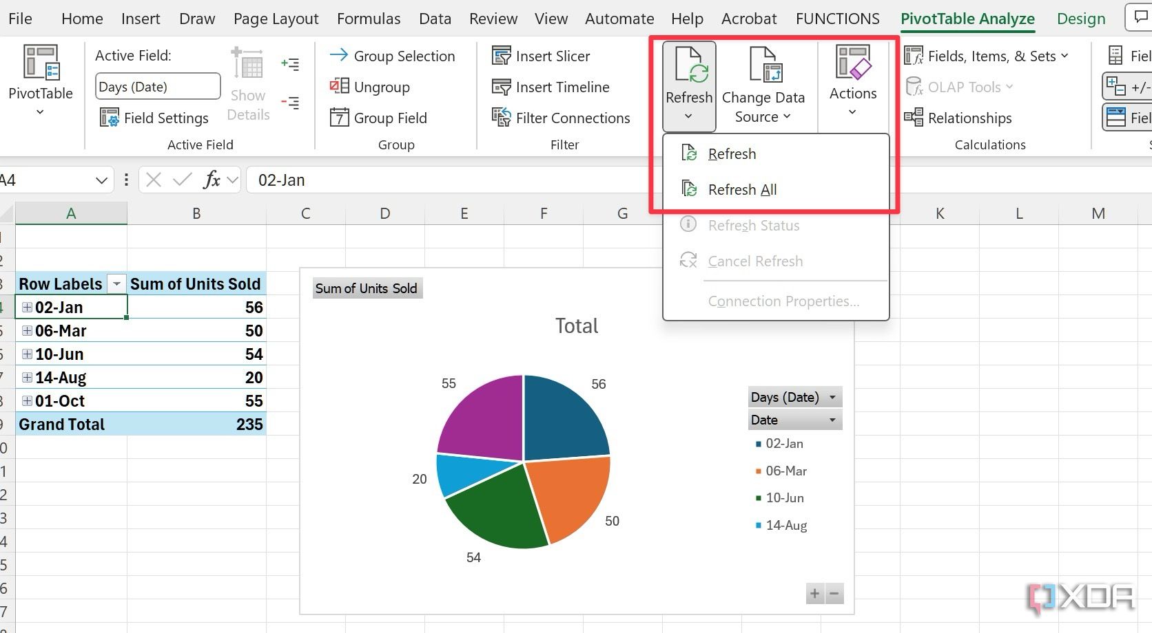 Actualizar datos en Excel