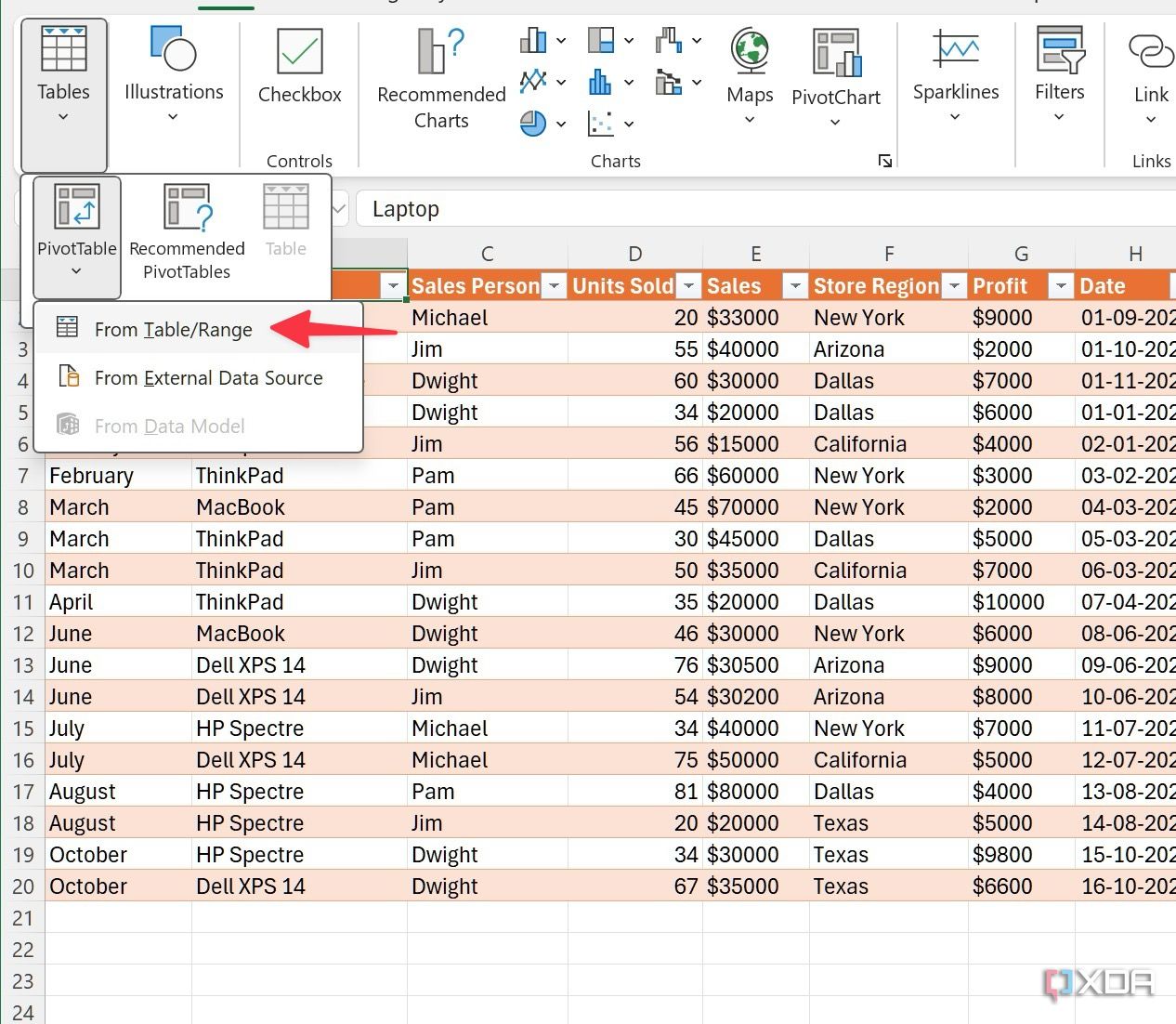 Tabla dinámica a partir de un rango en Excel