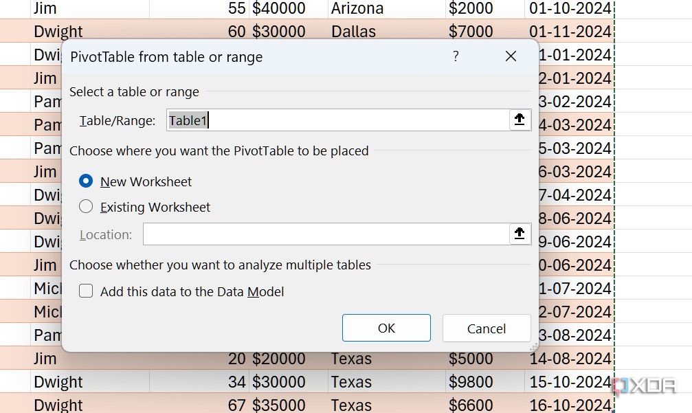 crear un libro de trabajo de tablas en Excel