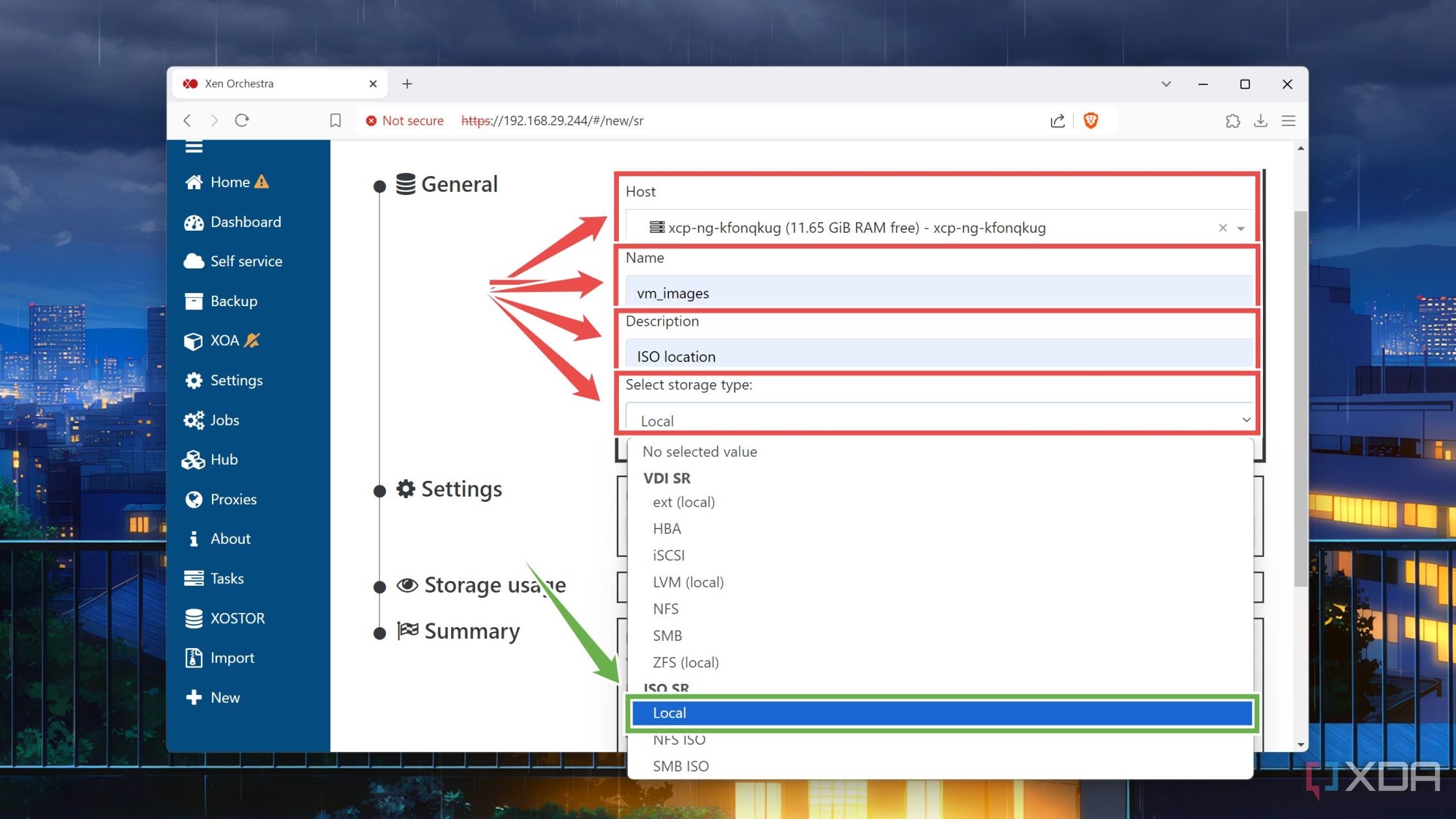 Cómo completar la configuración de almacenamiento en la interfaz web de XCP-ng