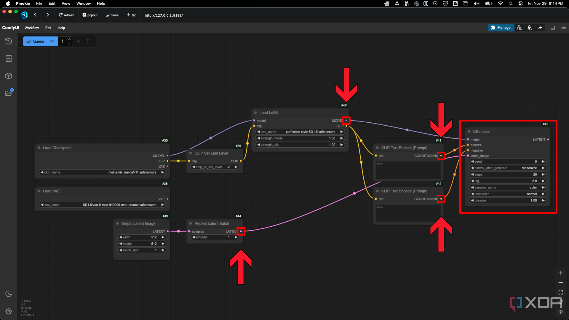 Agregue un nodo KSampler y conéctese a otros nodos en el flujo de trabajo de ComfyUI