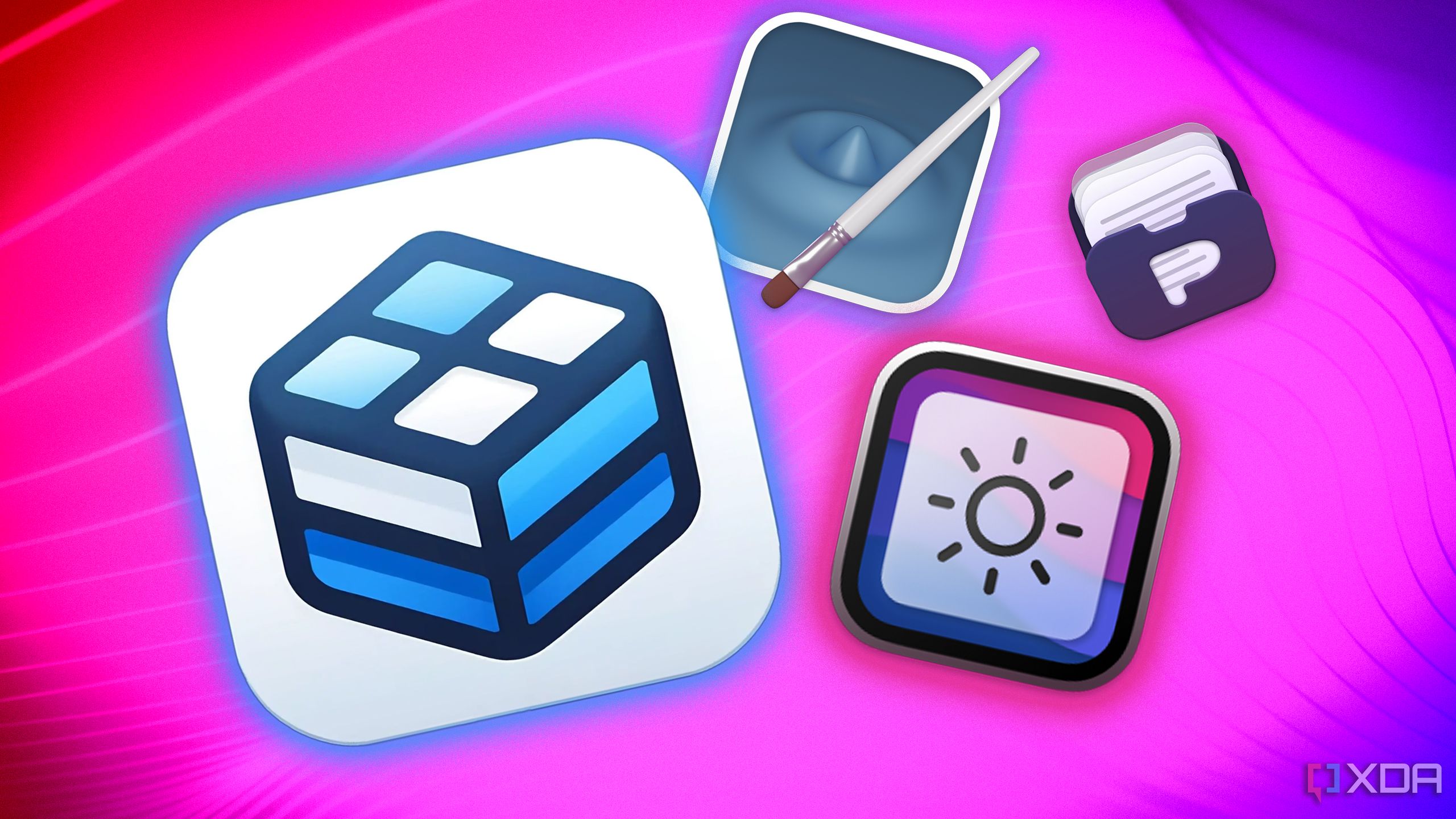 Logos for apps including BentoBox, Diffraction, and pasty over a colorful background