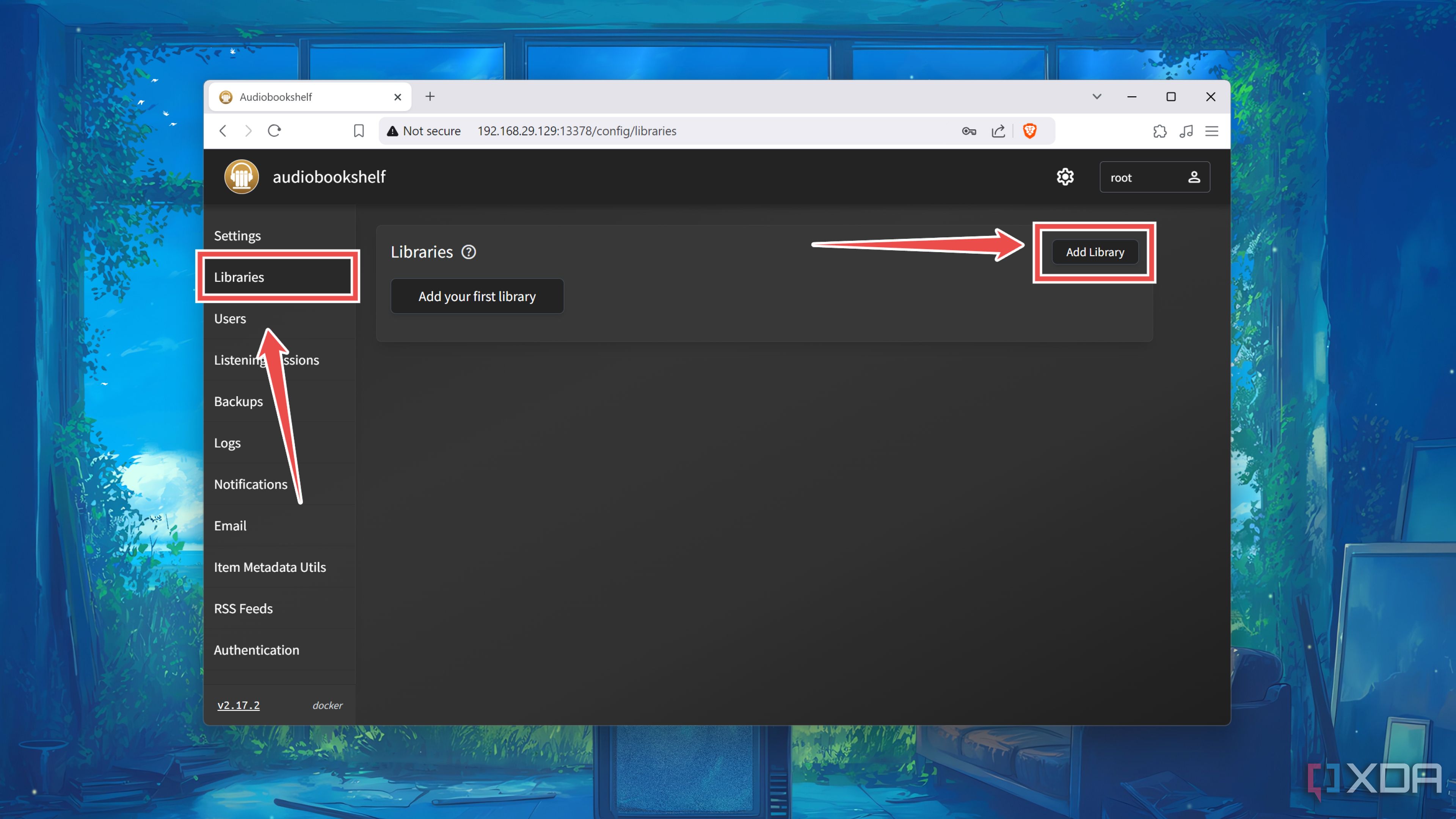 Adding a new Library in the Audiobookshelf web UI