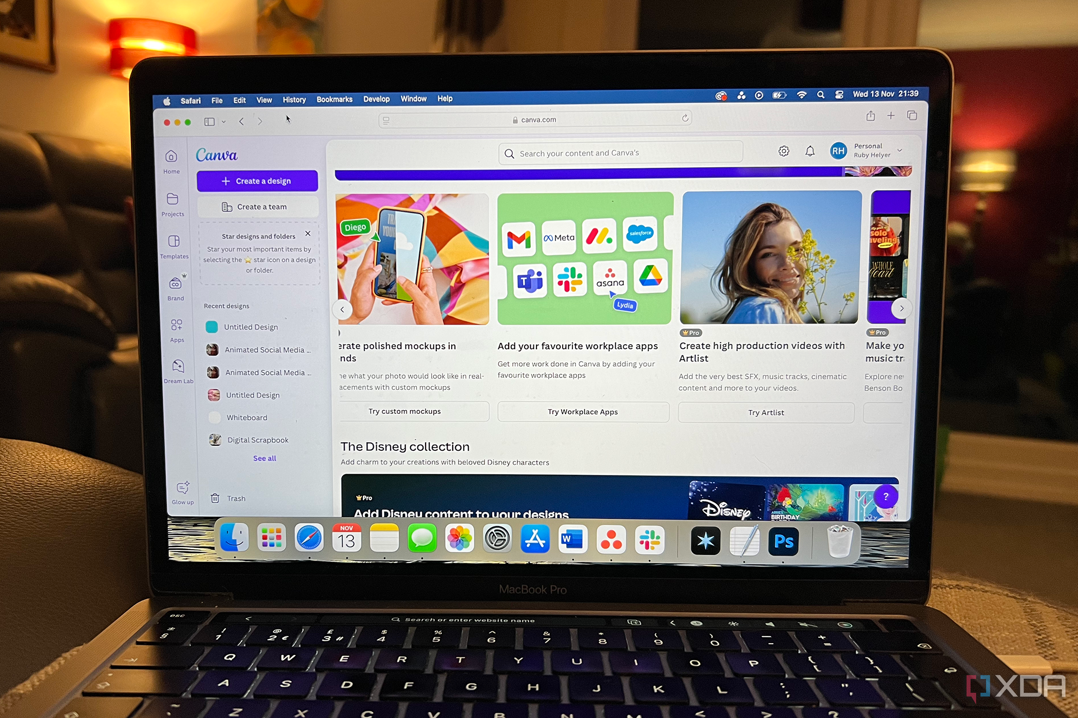 Aplicaciones de Canva en una MacBook Pro