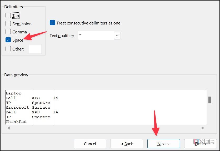 separar por espacio en Excel