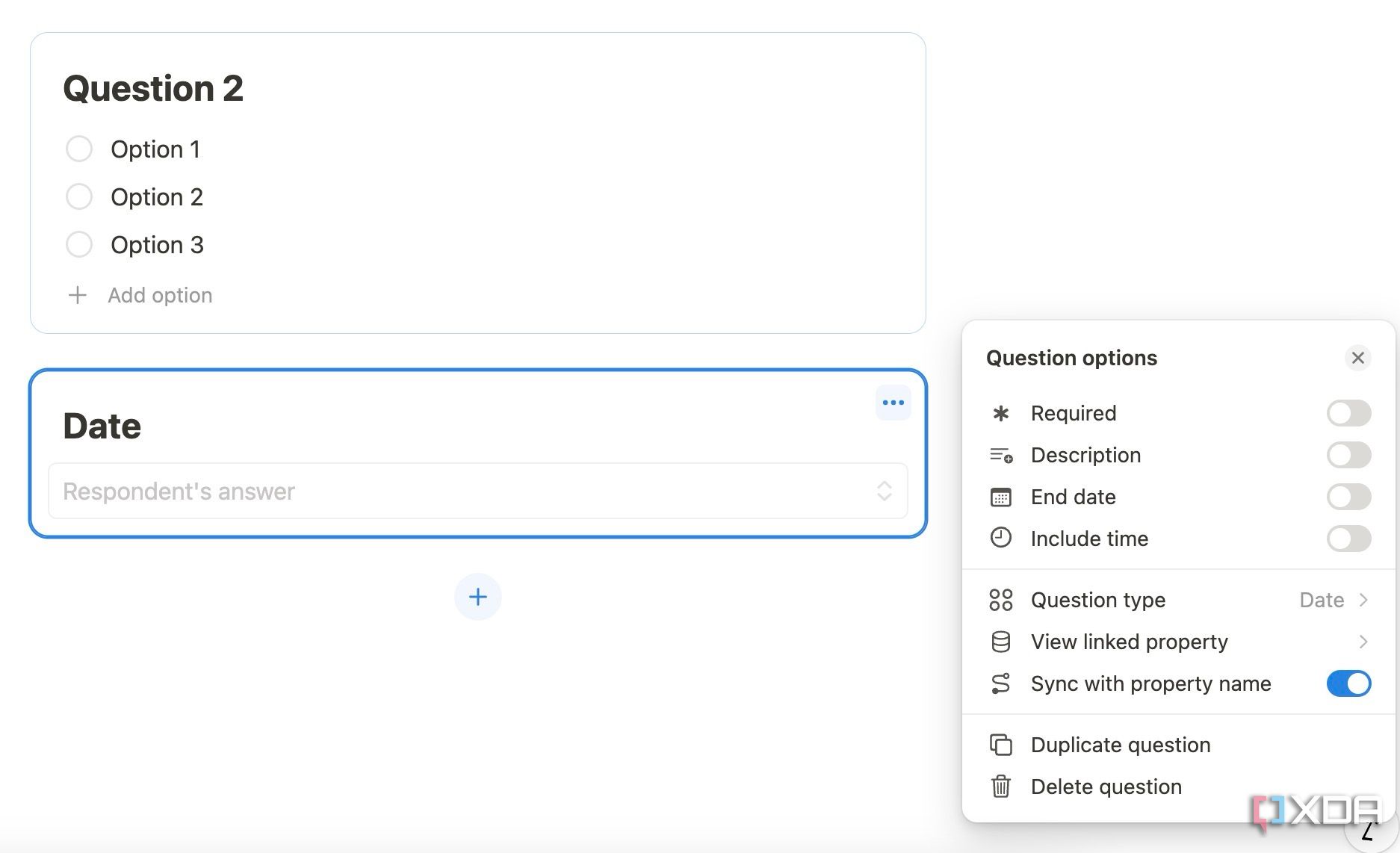 Notion forms question properties