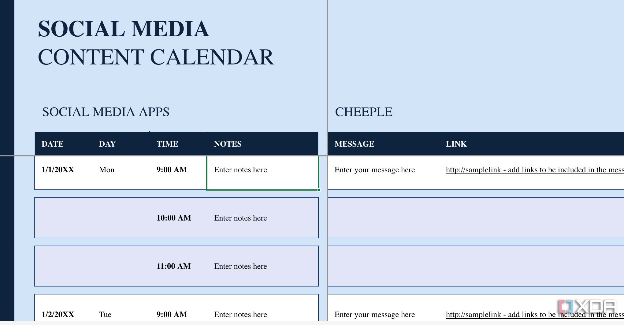 calendario de redes sociales en excel