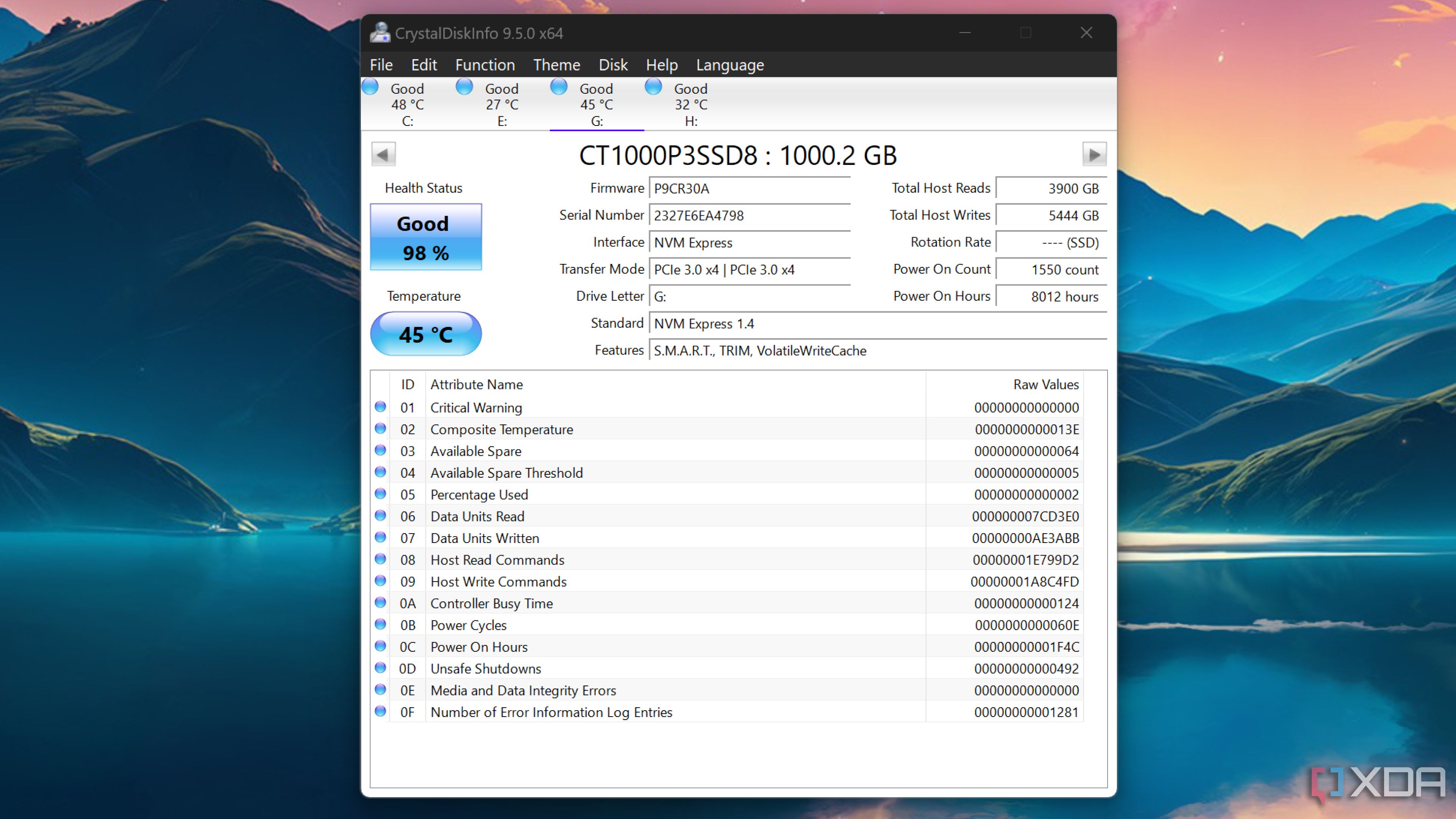 Running the CrystalDiskInfo utility