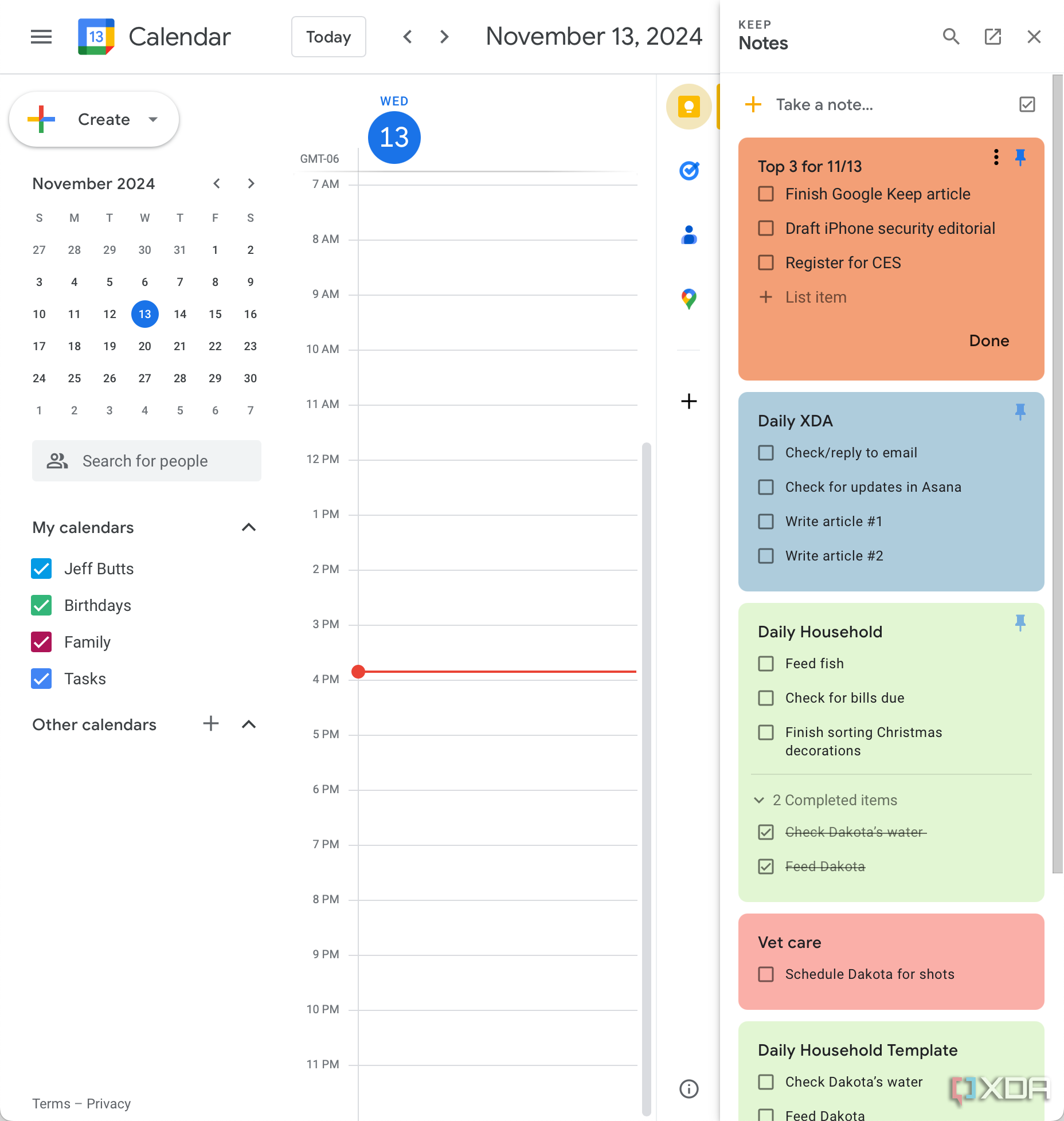 Calendario de Google y Google Keep