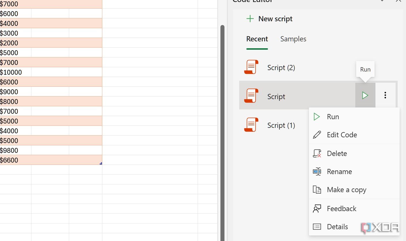 Ejecutar o editar scripts de Excel