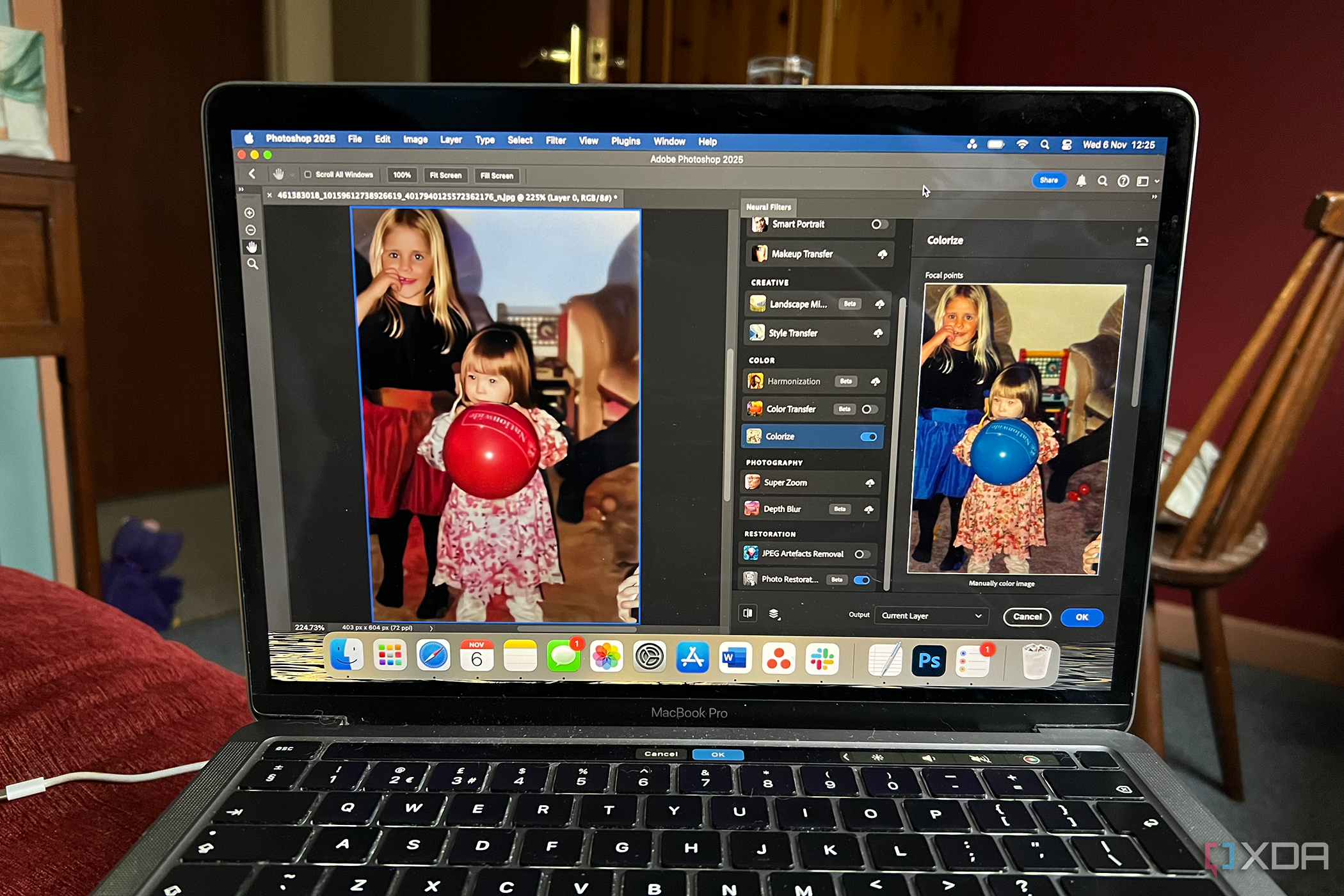 Neural filters for photo restoration in Photoshop