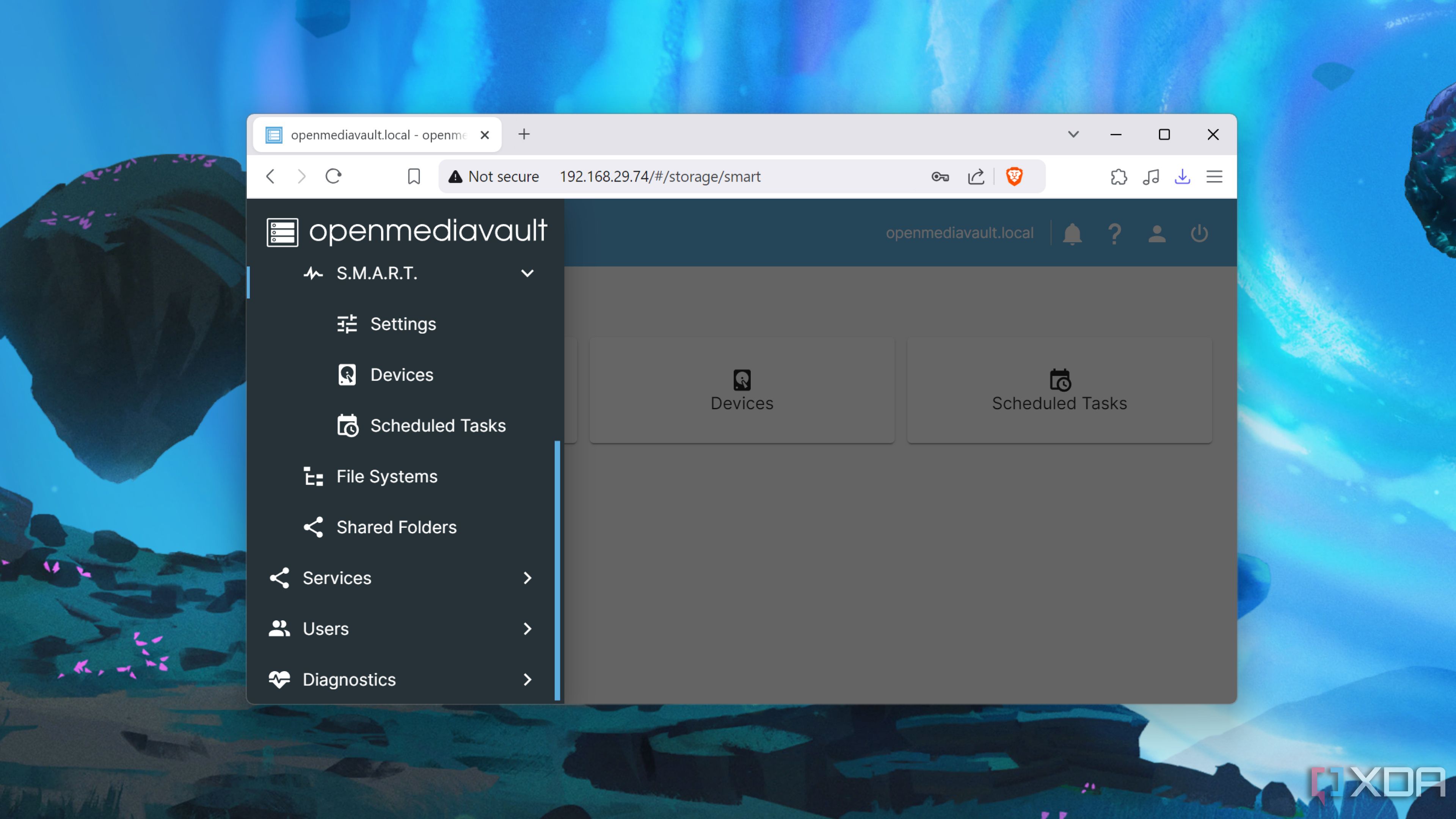 The S.M.A.R.T. tests panel in OpenMediaVault