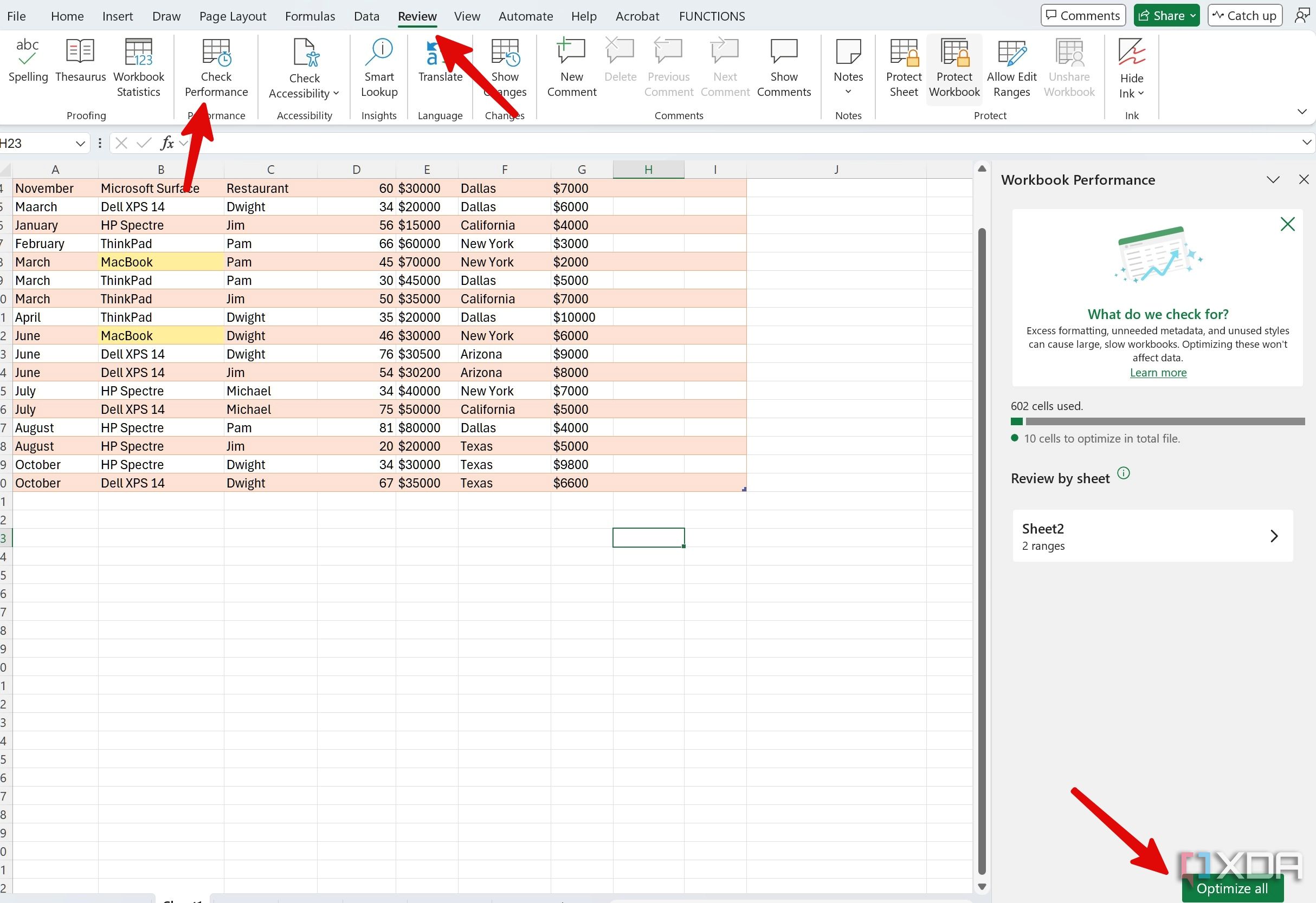 optimizar libro de trabajo de Excel