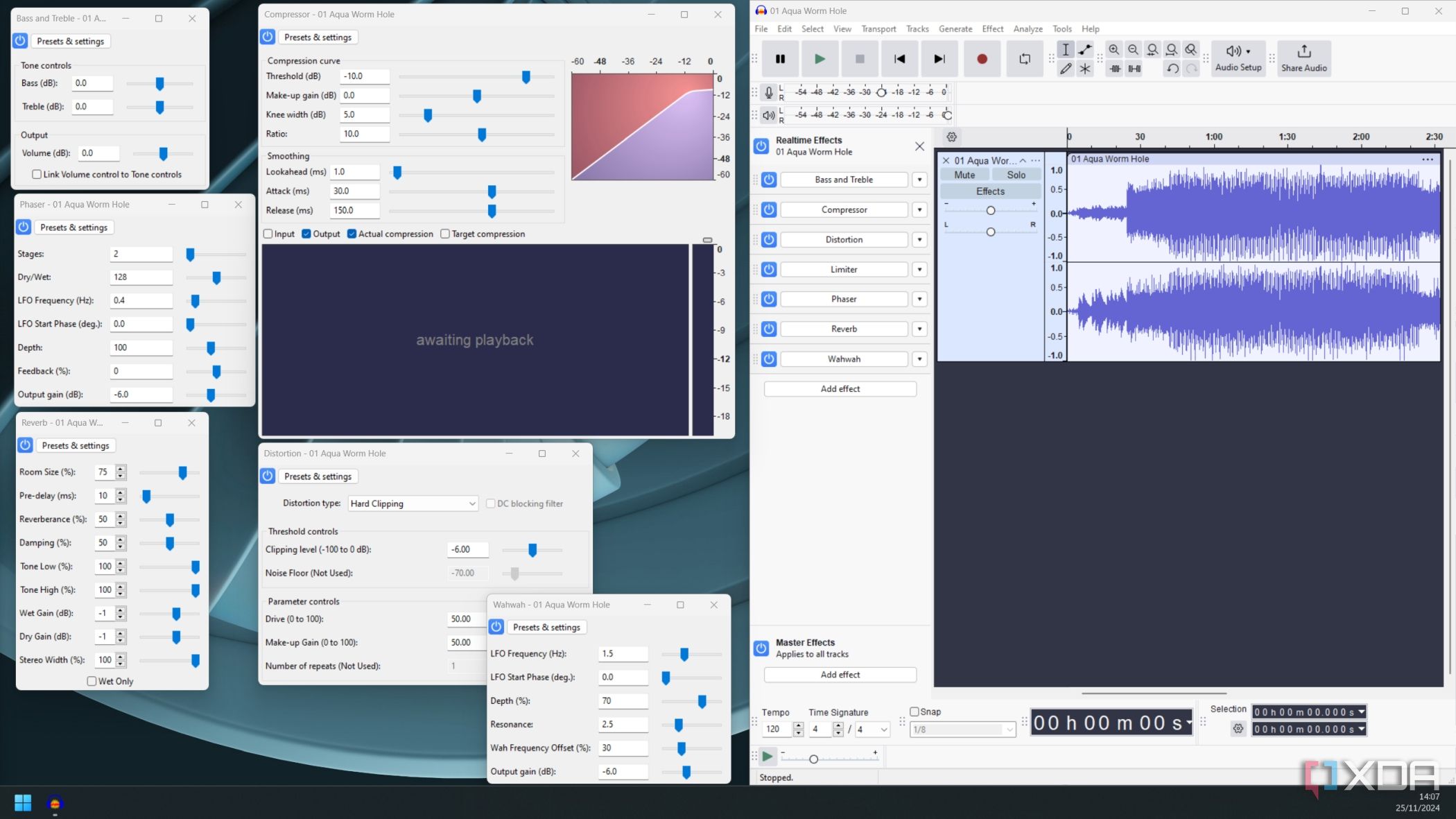 Audacity admite efectos en tiempo real