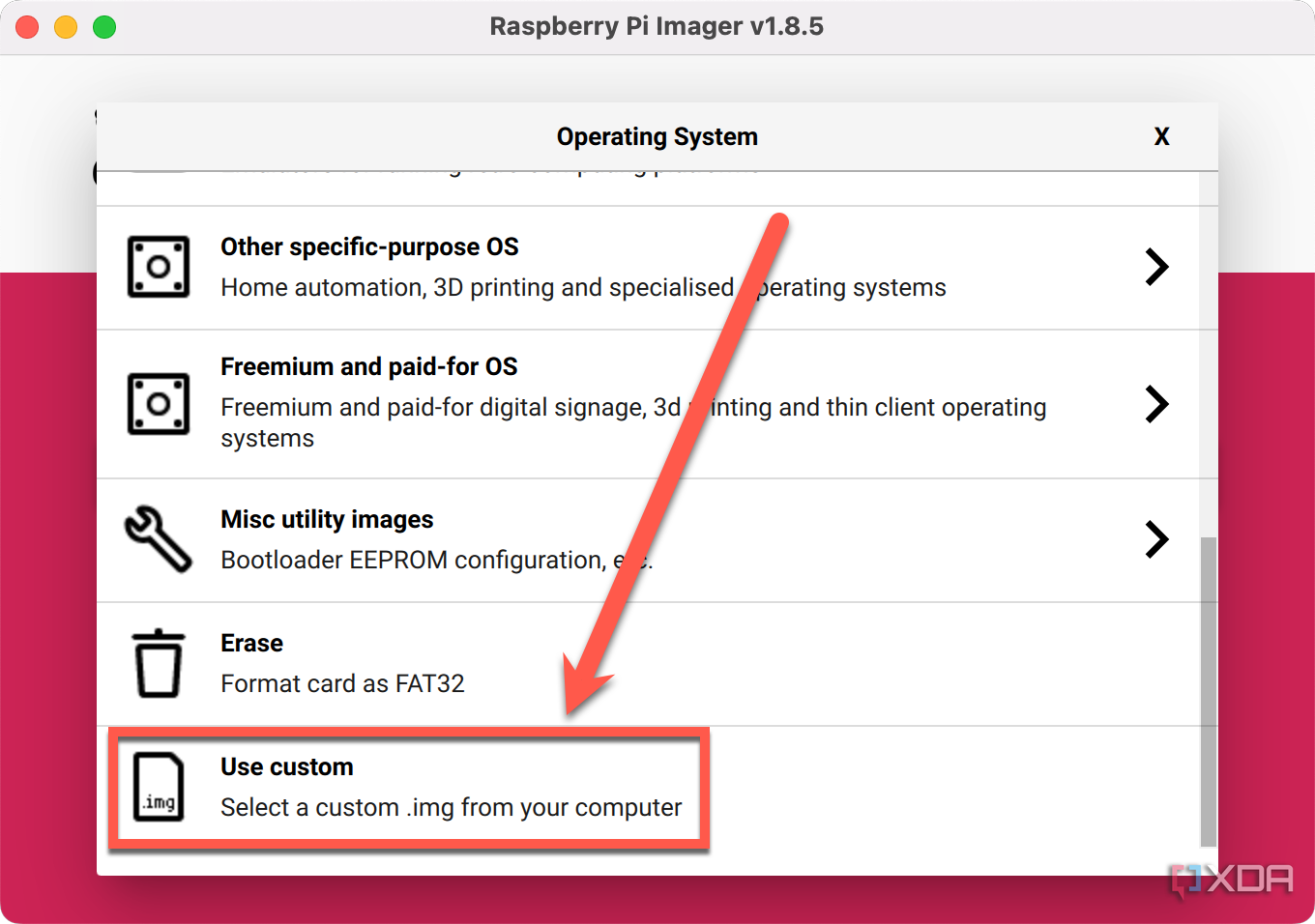 RPi Imager Use custom OS