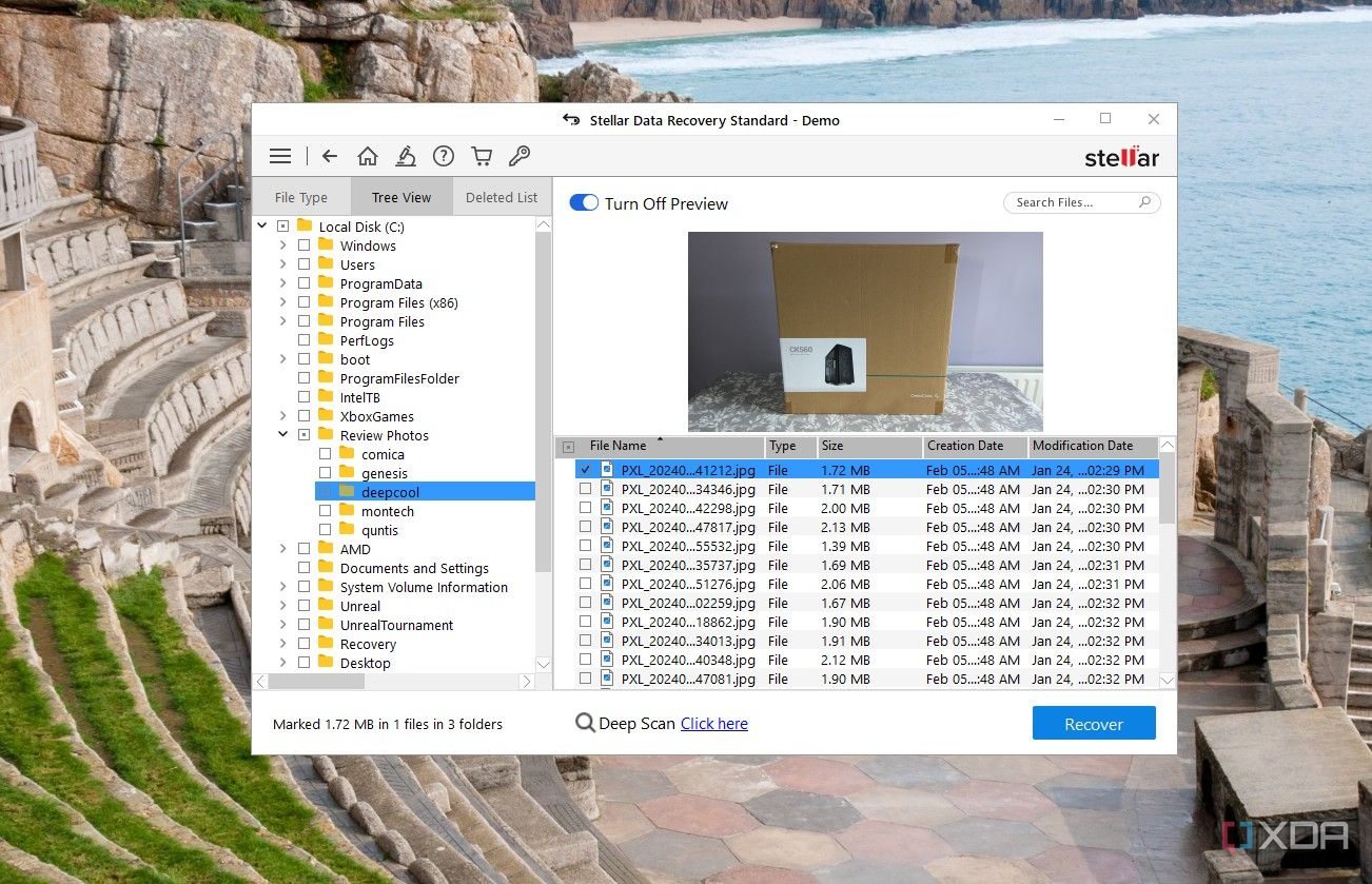 image of stellar data recovery file scan screen