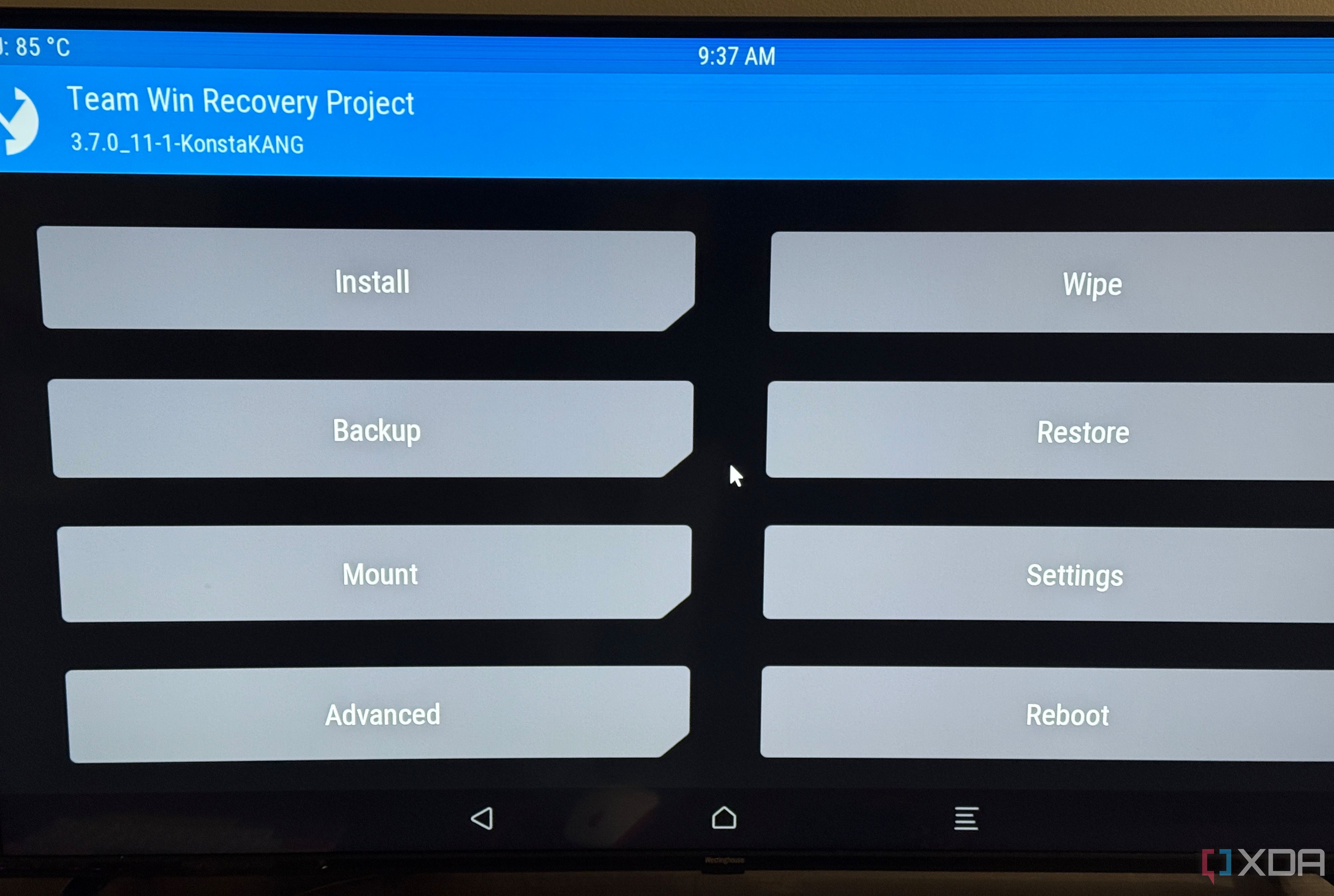 TWRP Recovery Main Menu