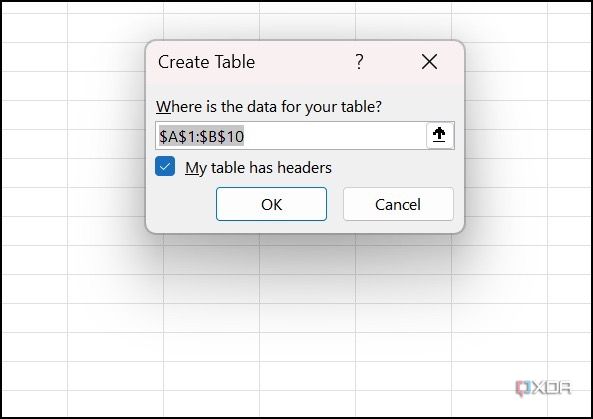 Opciones de tabla en Excel