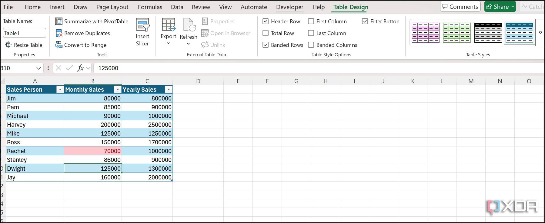 Diseño de tablas en Excel