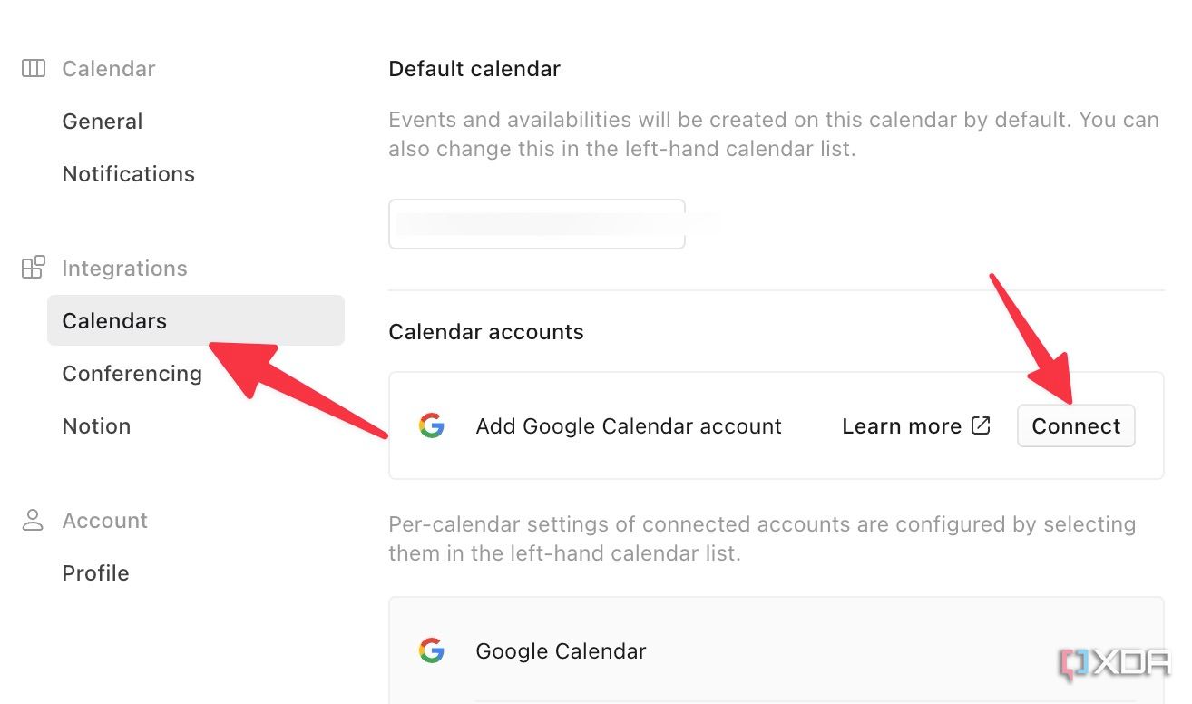 Conectar la cuenta de Google a Notion Calendar