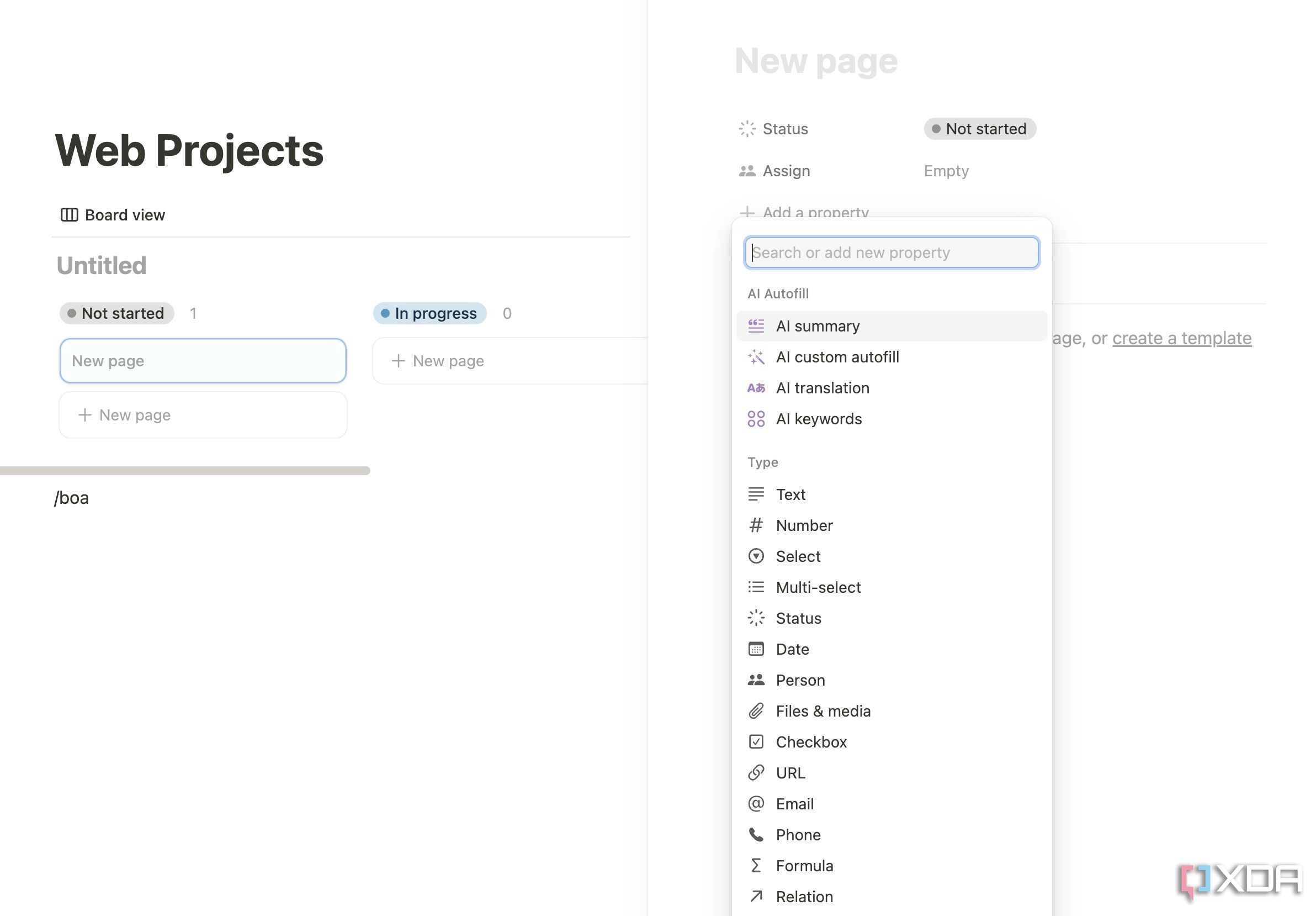 Agregar detalles del tablero Kanban en Notion