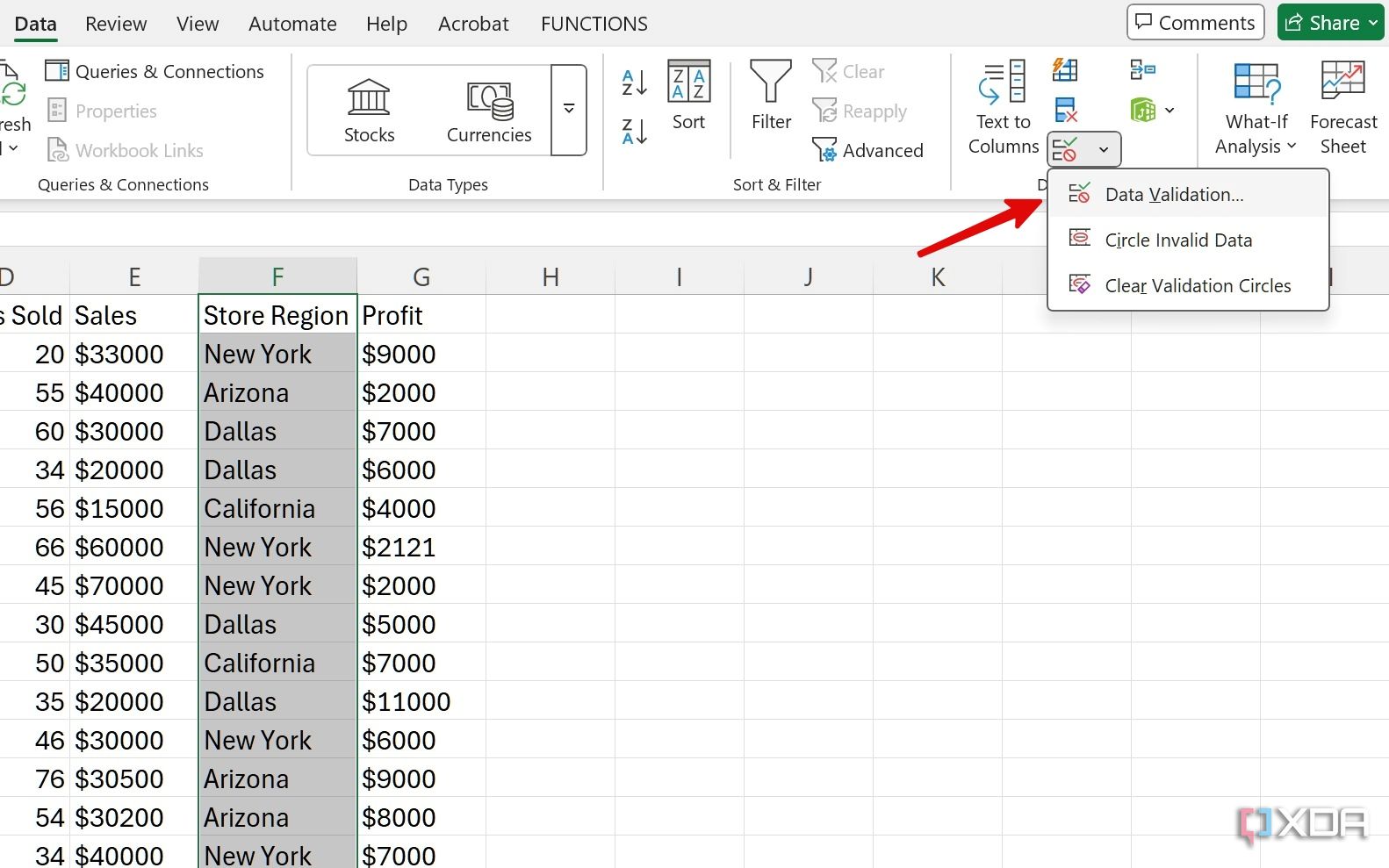 Validación de datos en Excel