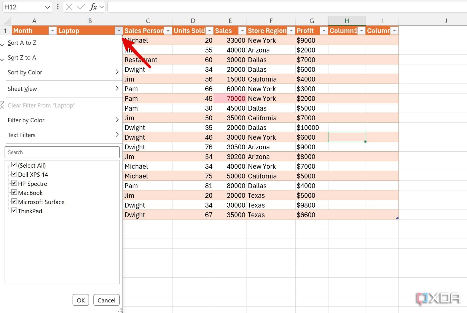 Filtros de datos de Excel