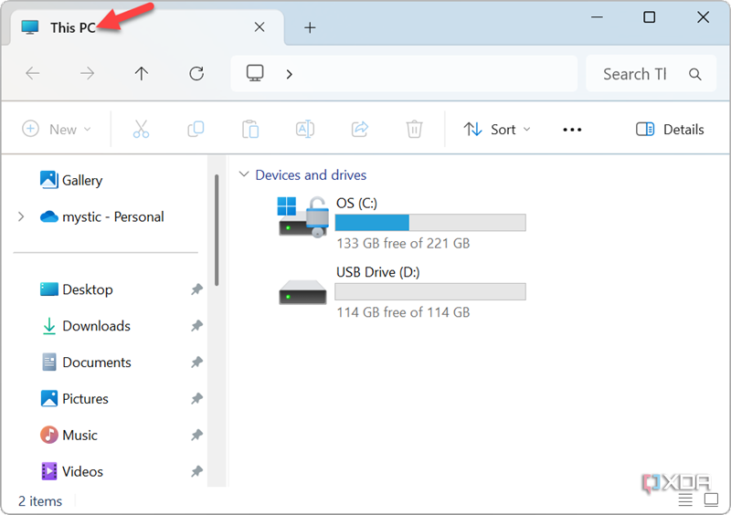 Se muestra cómo el Explorador de archivos de Windows 11 se abre en Esta PC después de un ataque al Registro